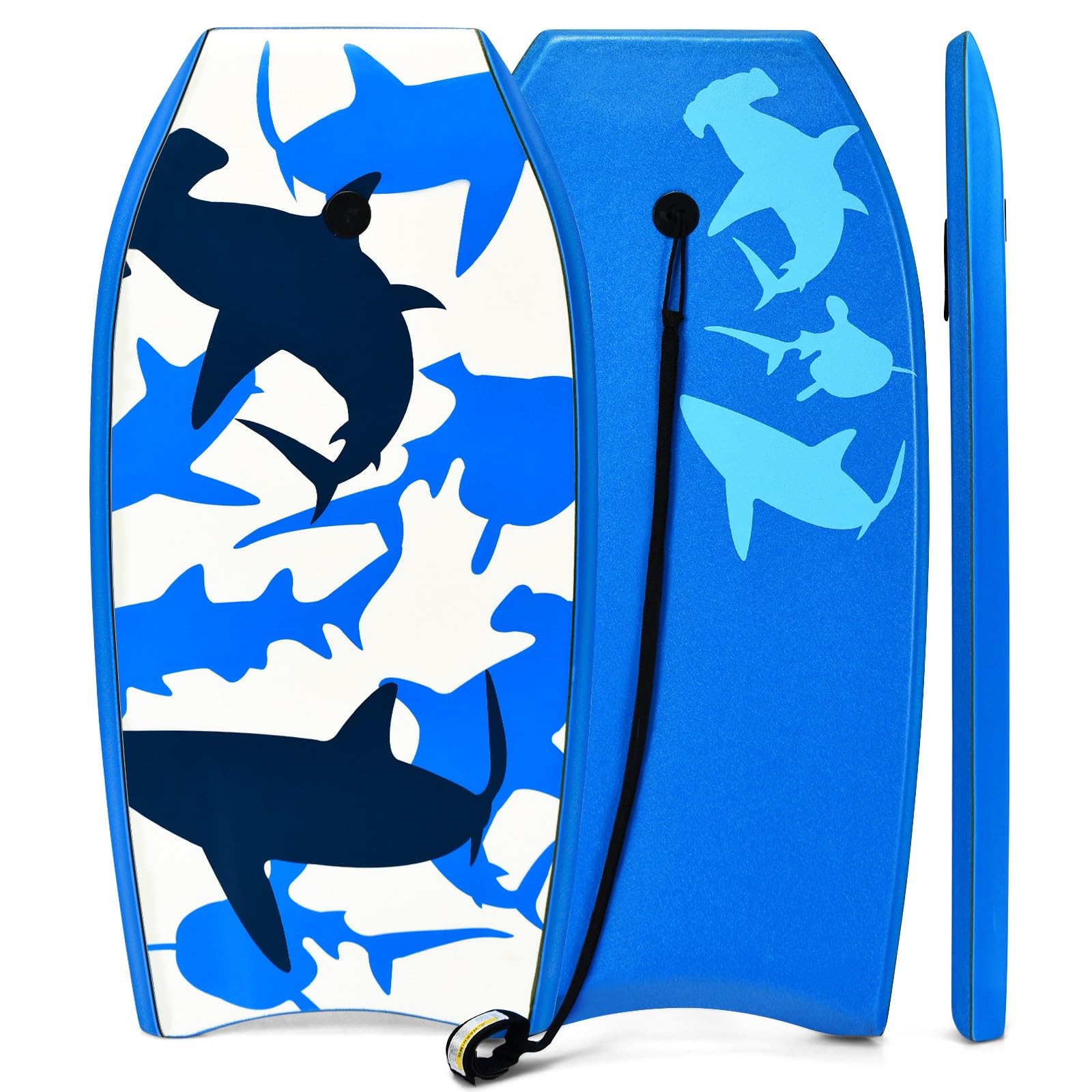 GYMAX Tabla de Surf con Cuerda de Tracción, Tabla de Natación con Núcleo de Espuma EPS para Niños y Adultos (94 x 47 x 5,5 cm, Azul)