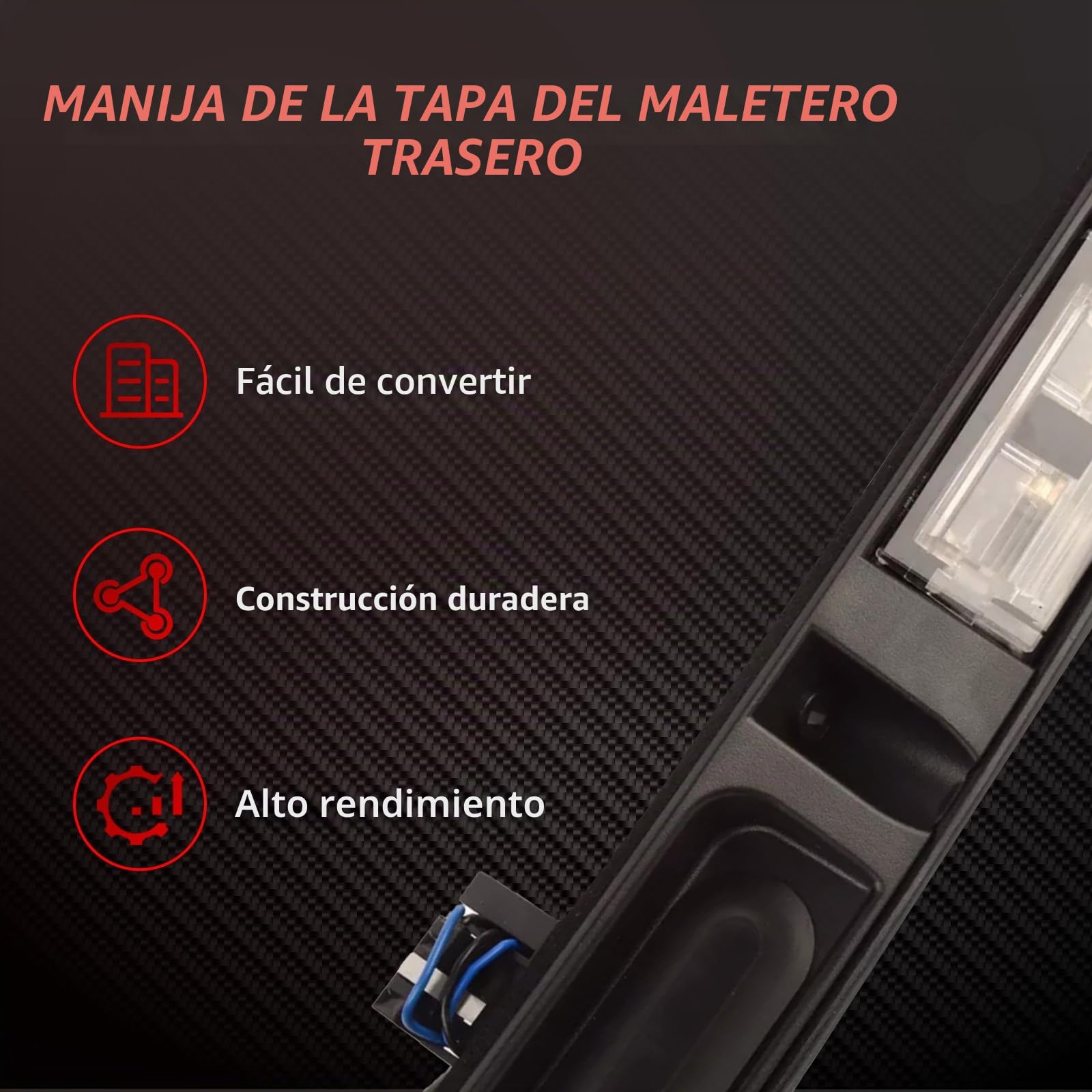 Barra de agarre con botón, portón trasero negro reemplazo para 3 Series E46 1998-2005 Accesorios de coche Parte # 51137171699 51137170966