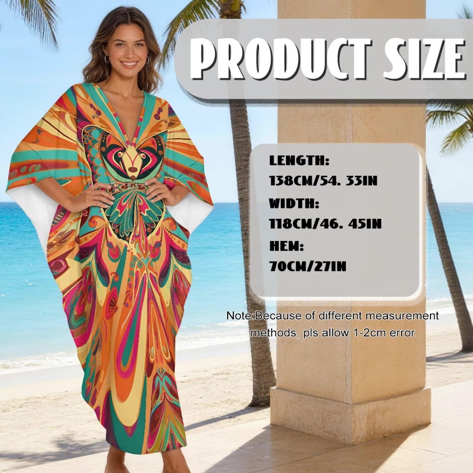 Poceacles Maxi abito estivo da donna, caftano taglie forti, da spiaggia, copricostume da bagno da viaggio