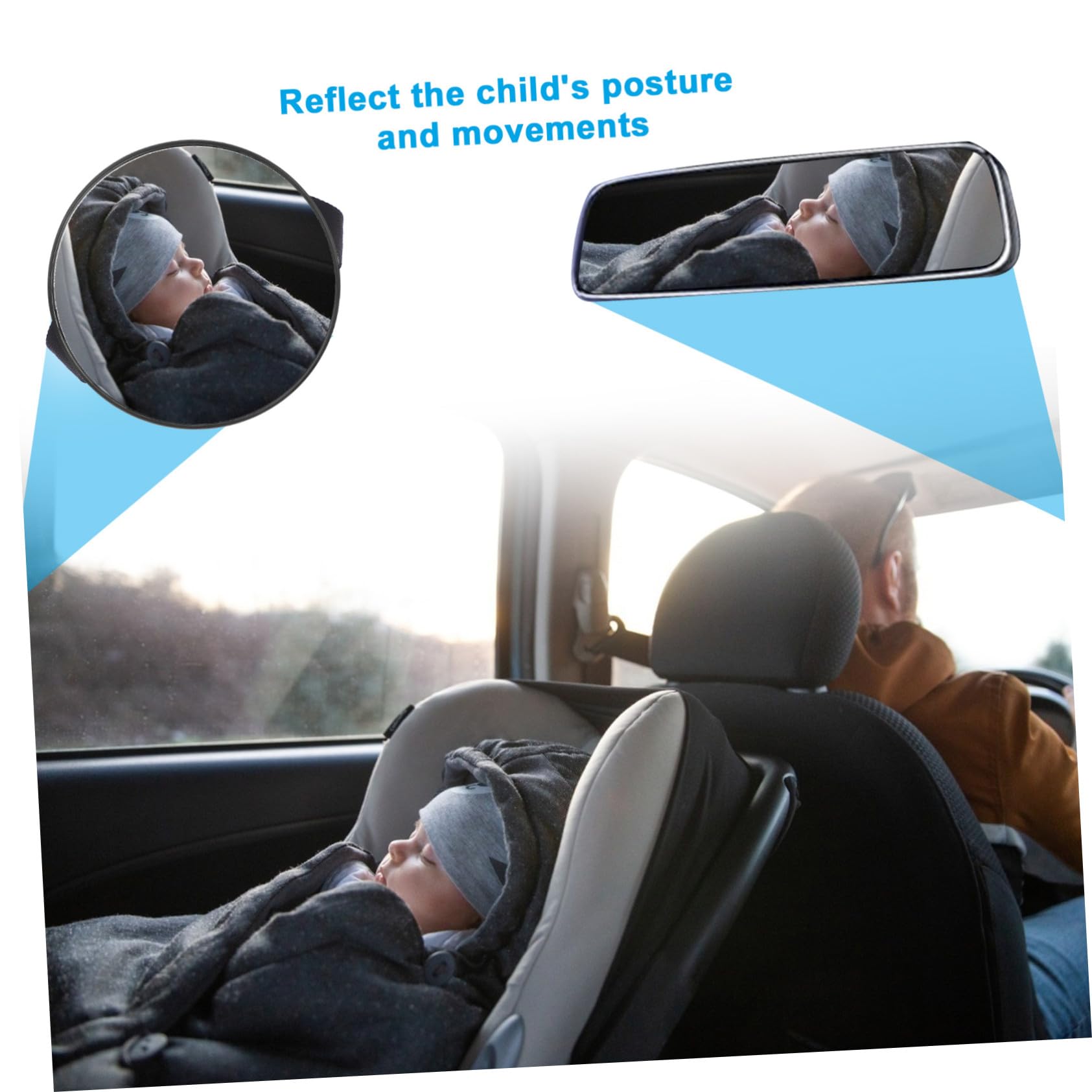 Espejo de observación irrompible para Uso Interior, para Seguridad en el Asiento Trasero, fácil instalación, Accesorio para automóvil Estable y Compacto.