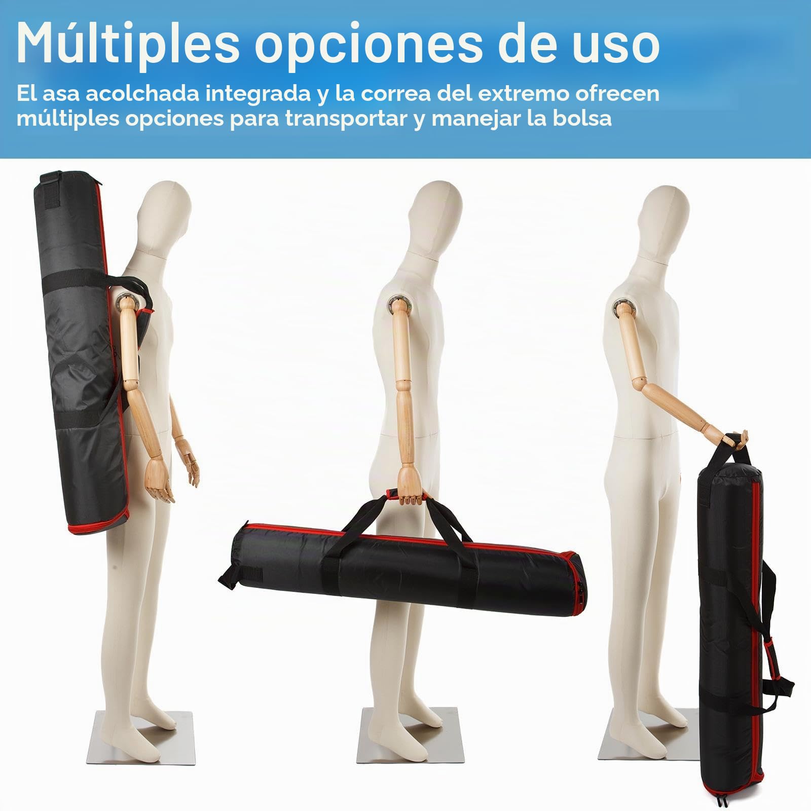 Estuche de Transporte de trípode, Bolsa Resistente Agua con manijas y 3 Compartimentos, Bolsa de Almacenamiento Acolchada para trípode, Soporte de luz, monópodo, telescopio, 104x20cm