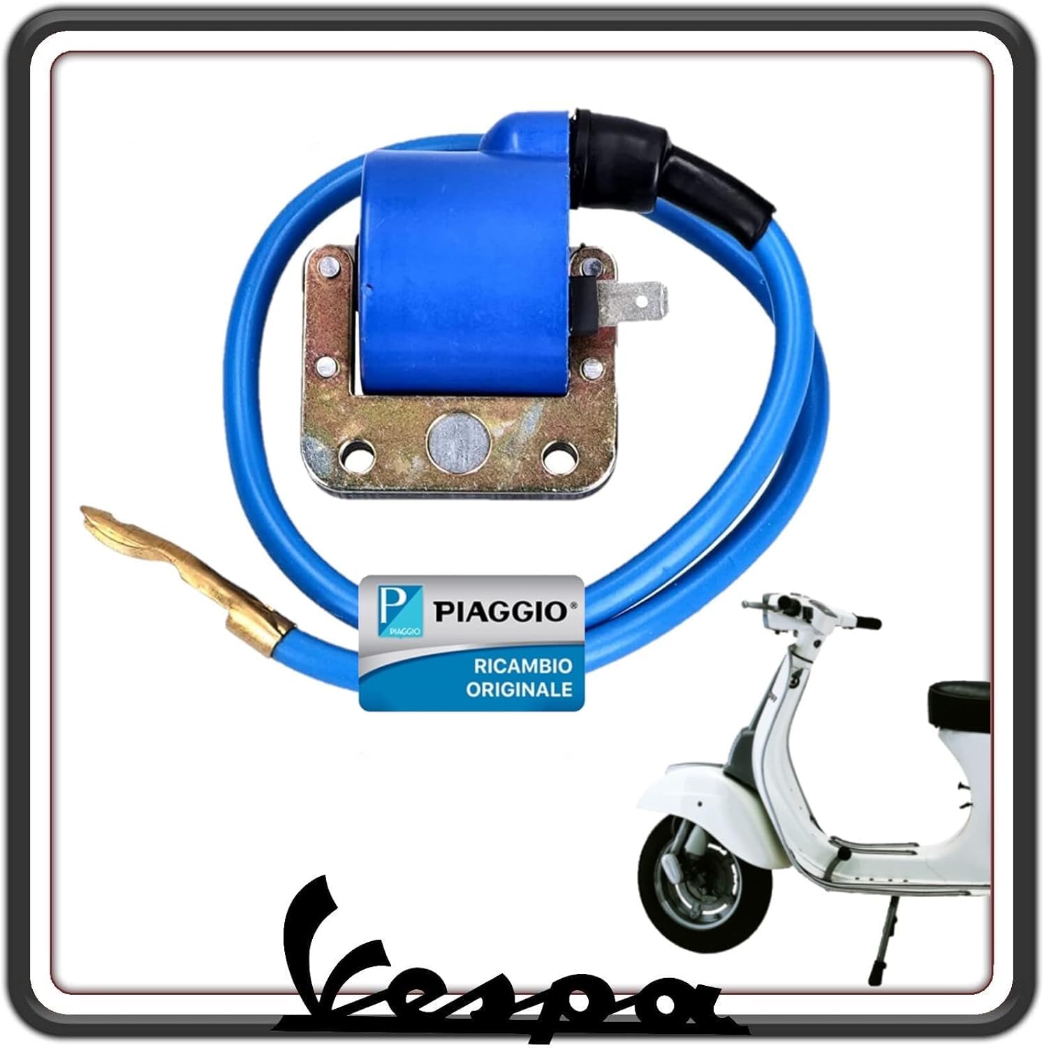 Bobina Accensione Esterna AT per Piaggio Bravo, Ciao, Grillo - Vespa 50, 50 Special, 125 ET3 Primavera, PX 125-150 Con Puntine - APE 50 Fino al 1985