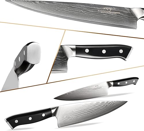 Miniatura 4 de Juego de cuchillos de cocina, juego de cuchillos de cocina de Damasco de 18 piezas con bloque, mango ergonómico de ABS para juego de cuchillos de