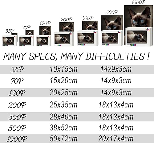 Miniatura 4 de Rompecabezas de 1000 piezas para adultos, lindo gatito siamés estilo minimalista, rompecabezas de juguete, maravillosos regalos de rompecabezas y