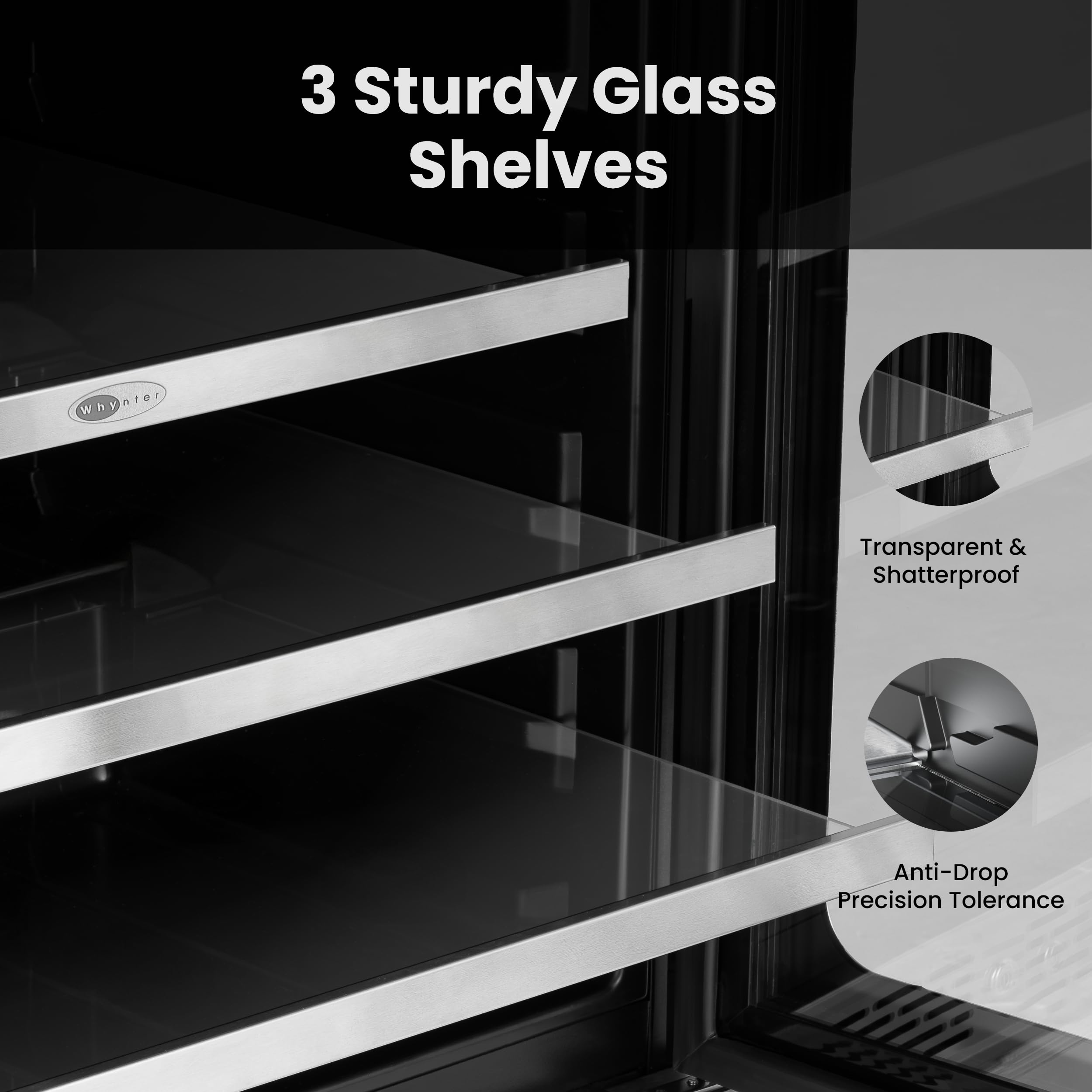 Whynter Bsr-140sb 24 Inch Built-Ln 140 Cans Undercounter Stainless Steel Beverage Fridge With Reversible Door, Digital Control, Lock, And Carbon Filter on Fridge.com - View 4
