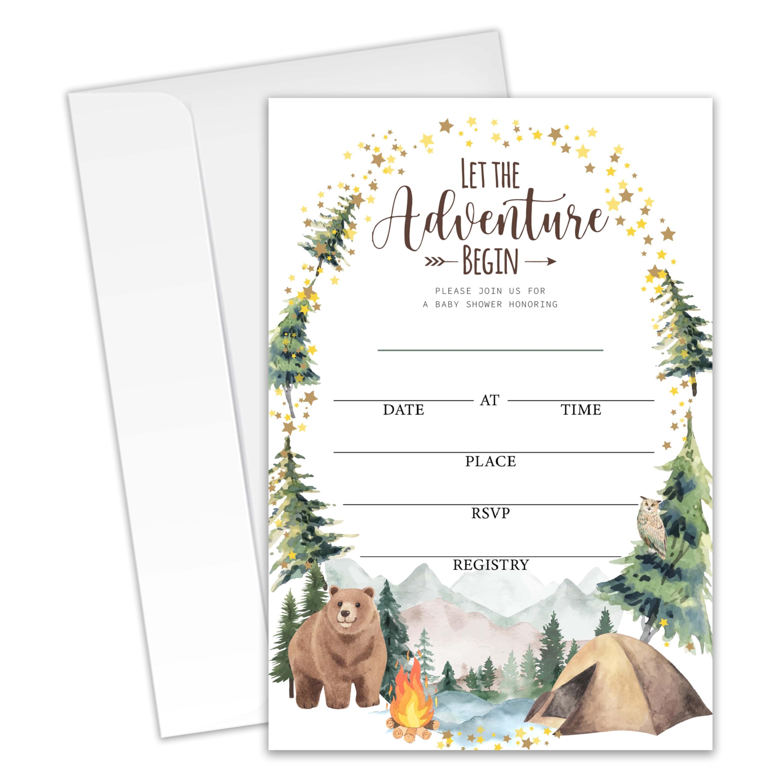 XZMBQ Let The Adventure Begin - Baby Shower Invitations - 20 Invitation Cards 4