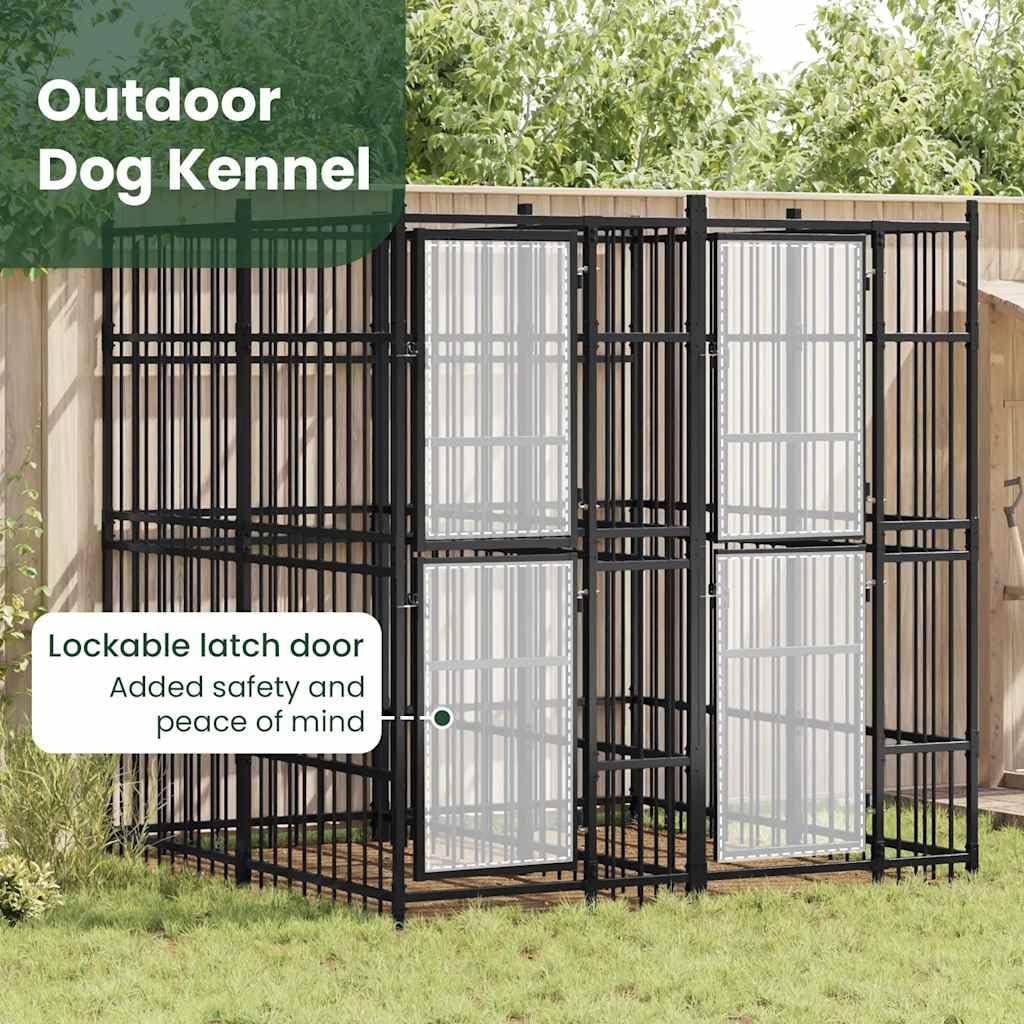 vidaXL Chenil d'Extérieur pour Chiens Acier 3,69 m² Cage Niche Enclos Chiots