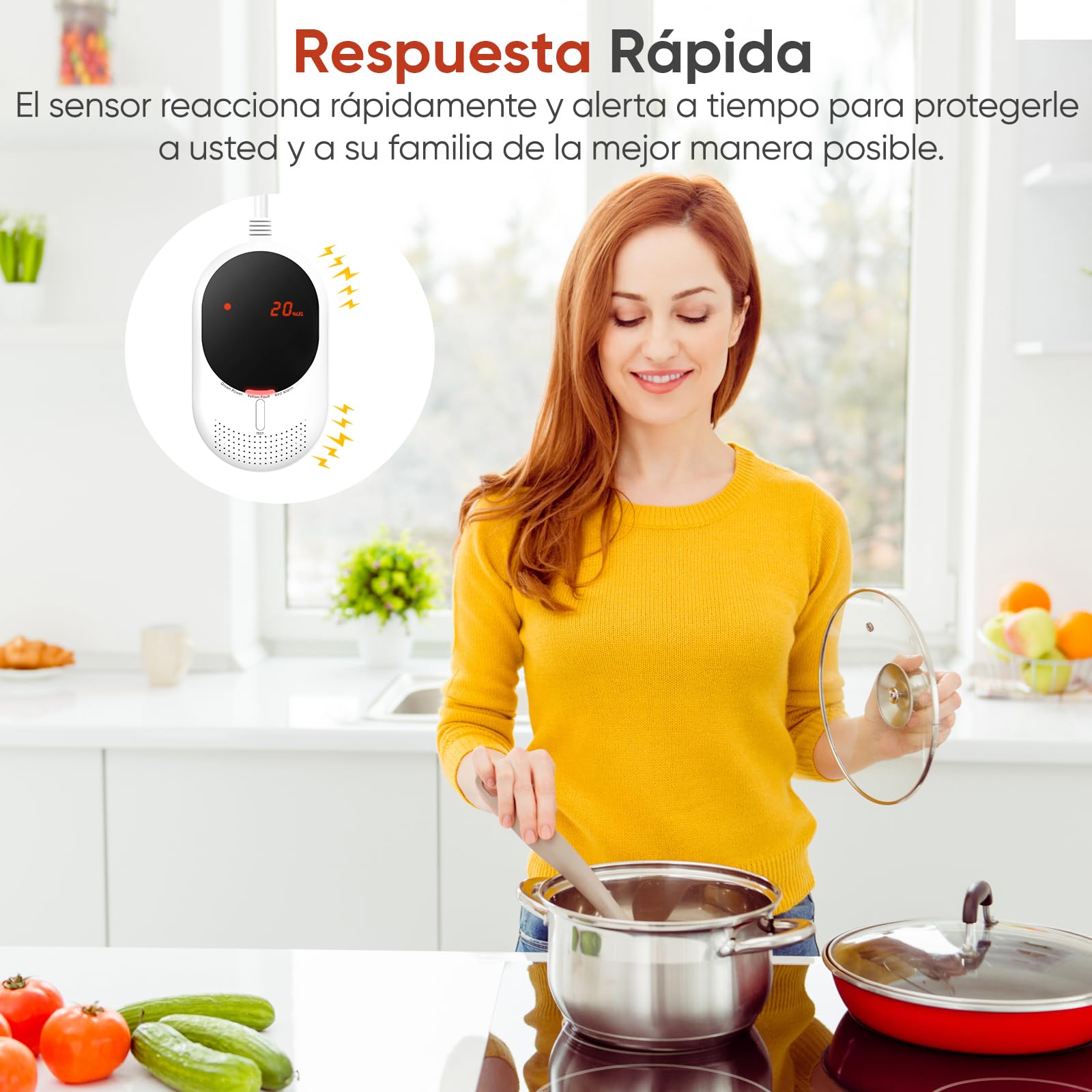 PHYSEN WiFi Detector de Gas y Monóxido de Carbono con Pantalla LED, Certificado EN 50291 y EN 50194, Compatible con Alexa/Google Home App, Detector de Metano y CO para Cocina Cuarto de Caldera, Garaje
