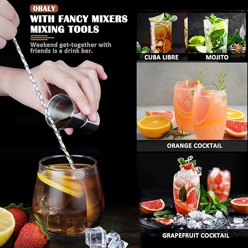 Miniatura 5 de OBALY Medidor de cóctel de acero inoxidable Medidor de cóctel 251.7 fl oz y 151.0 fl oz Escala integrada, para cóctelesjarabe de azúcar, taza