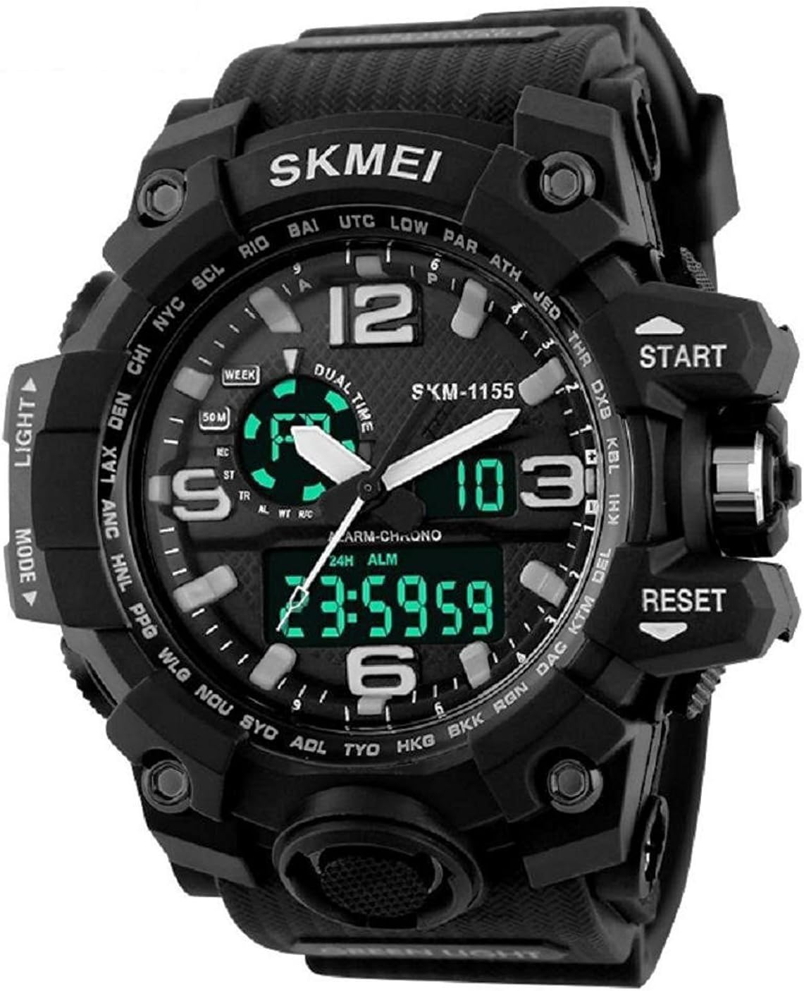 Skemi Analogue-Digital Men's & Boys' Watch (Black Dial Black Colored Strap)