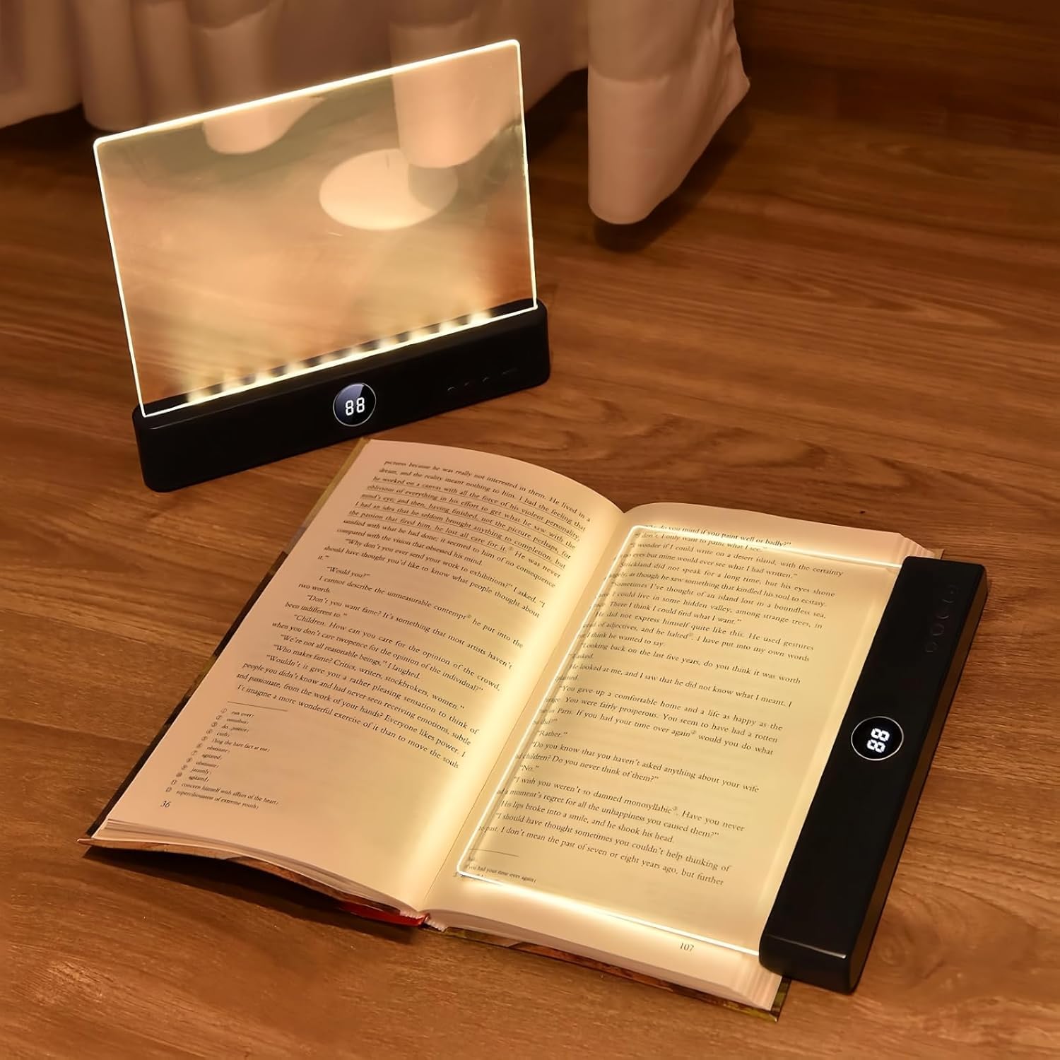 Flat Book Light, Rechargeable Book Reading Light, Book Lamp with 3 Colors & Timer, Reading Lights for Books in Bed, Eye Protection LED Book Page Night Light for Reading Lovers