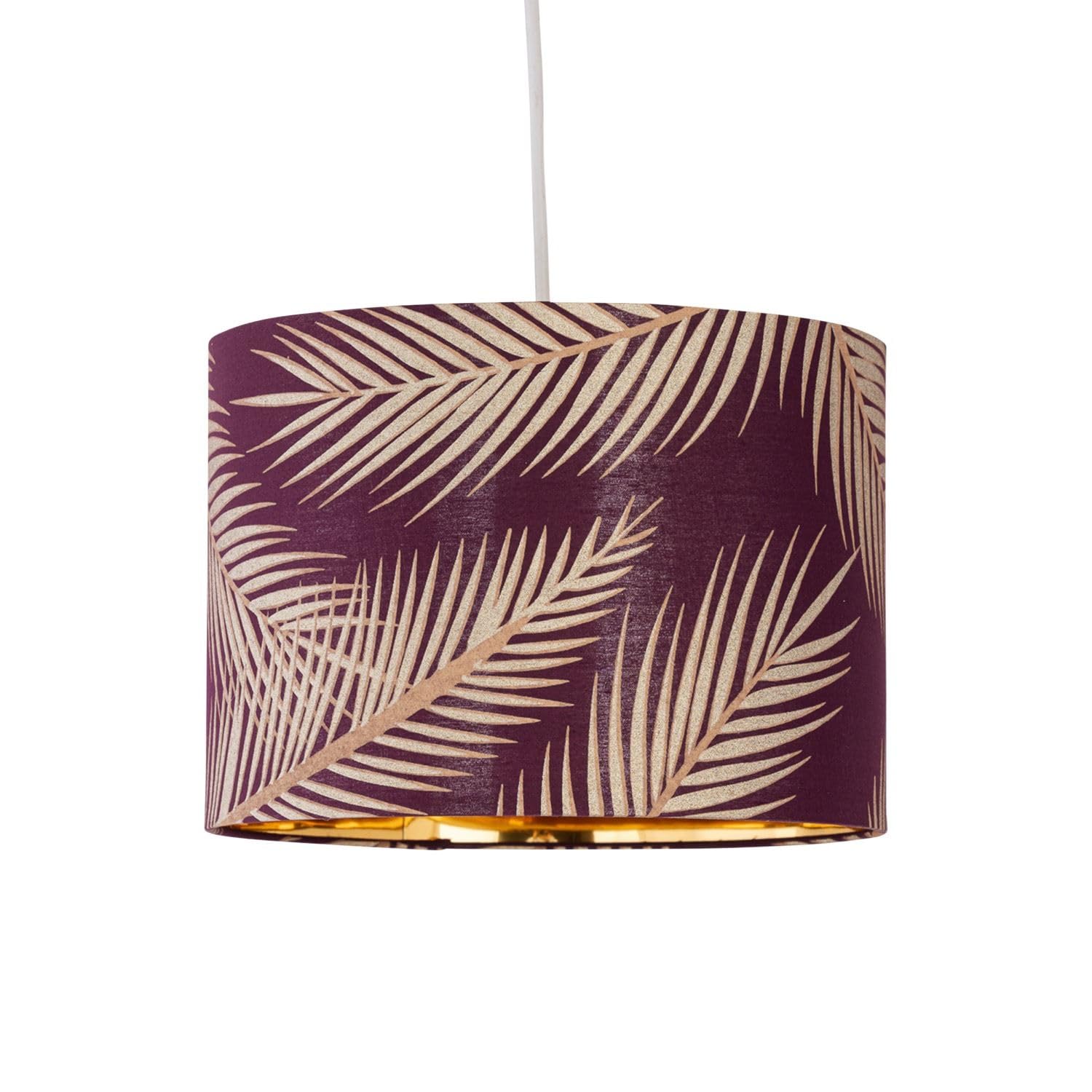 Firstchoicelighting Burgundy With Gold Embossed Leaf Detail 25Cm Ceiling Pendant Lightshade Or Table Lamp Shade