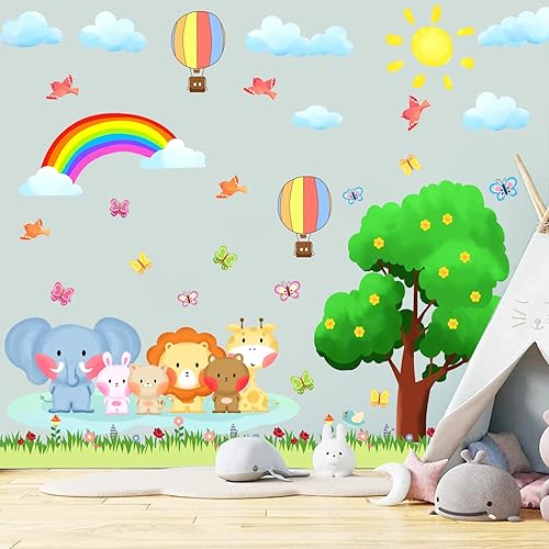 Miniatura 9 de Calcomanías de pared para bebé, calcomanías de pared para guardería, globo de dibujos animados, calcomanías de pared de animales, calcomanías