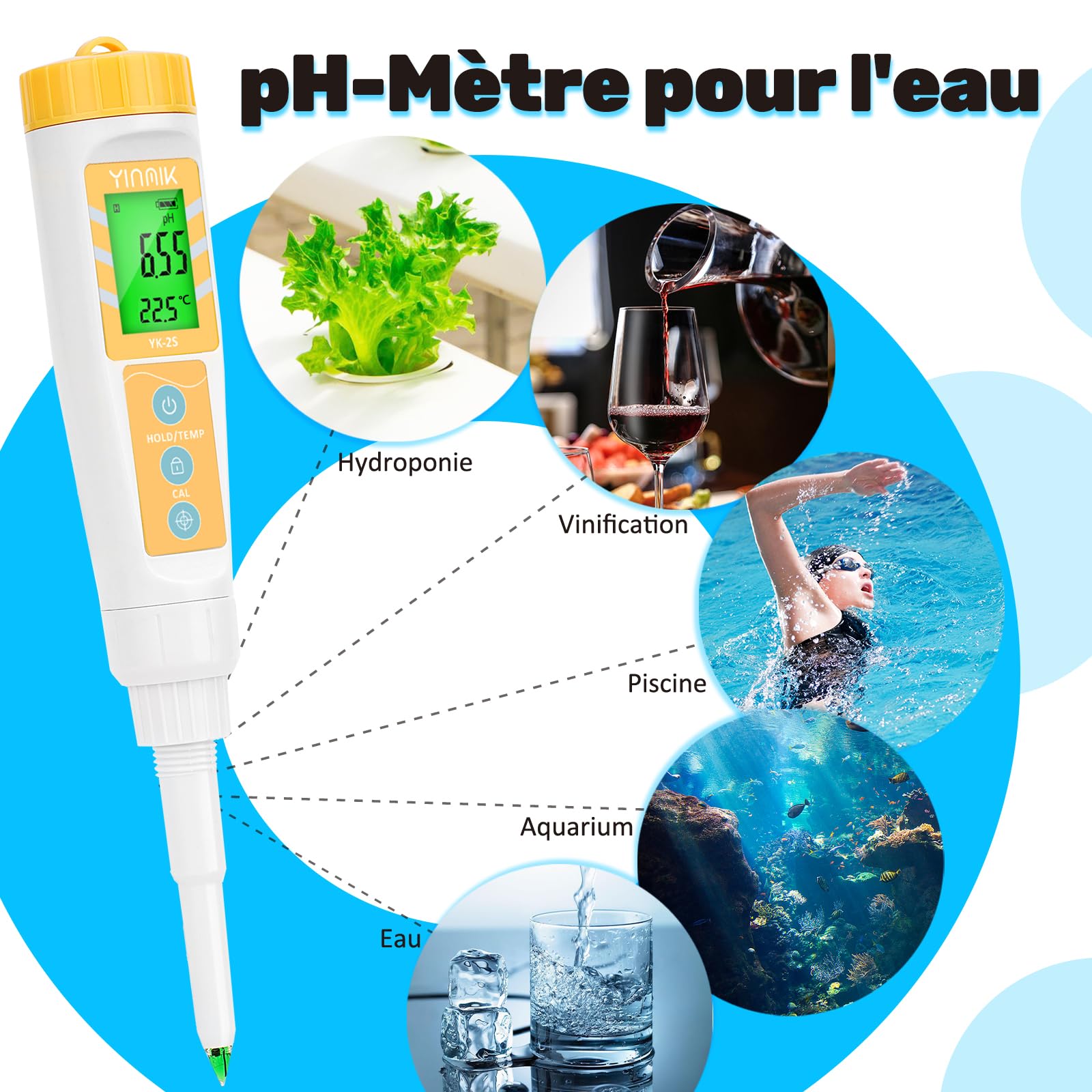 pH Mètre Alimentaire, Testeur de pH pour Pâte à Pain et Levain | pH Mètre Numérique pour Fermentation, pH-Mètre Étanche pour Brassage,Viandes, Fromages, Cosmétique, Conserve, Liquide