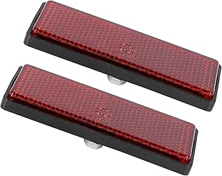 Universal Motorcycle Bike Rectangle Screw Mount, Reflective Warning Reflector, M5x0.8, Plastic, Red, 1 Pair