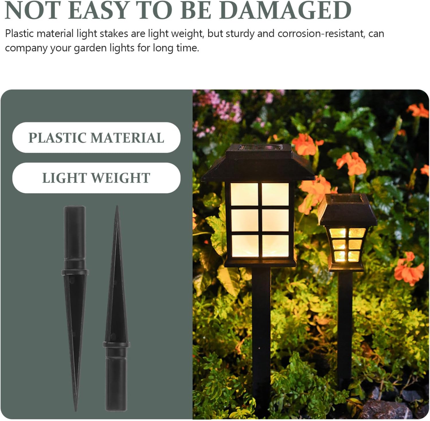 Uonlytech Garden Lamp Stake Accessory 10Pcs Solar Light Replacement Stakes Plastic Ground Spikes for Outdoor Solar Lights Durable Waterproof 4.33In - Image 4