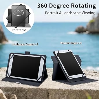 Universal 67 Inch Tablet Case with Stand PU Leather Folio Cover for Kindle Paperwhite, Fire 7 and Other Small Tablets or E-Readers, Cow Prints 02