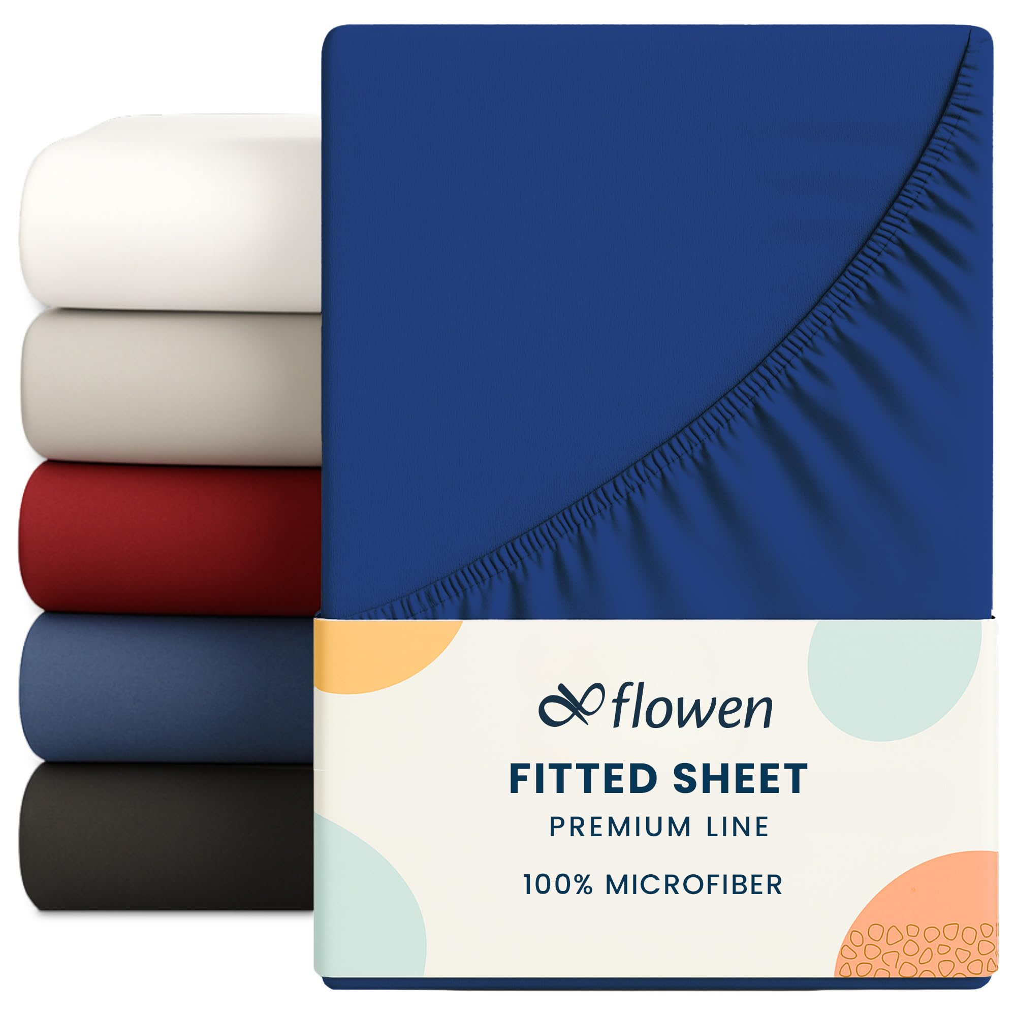 King size Fitted Sheet for Size 150x200 cm in Blue Navy Microfiber Bottom Fitted Sheet Deep Pocket 12 inch (up to 30cm) in Soft Brushed Microfiber Fabric Easy Care Shrinkage and Fade Resistant