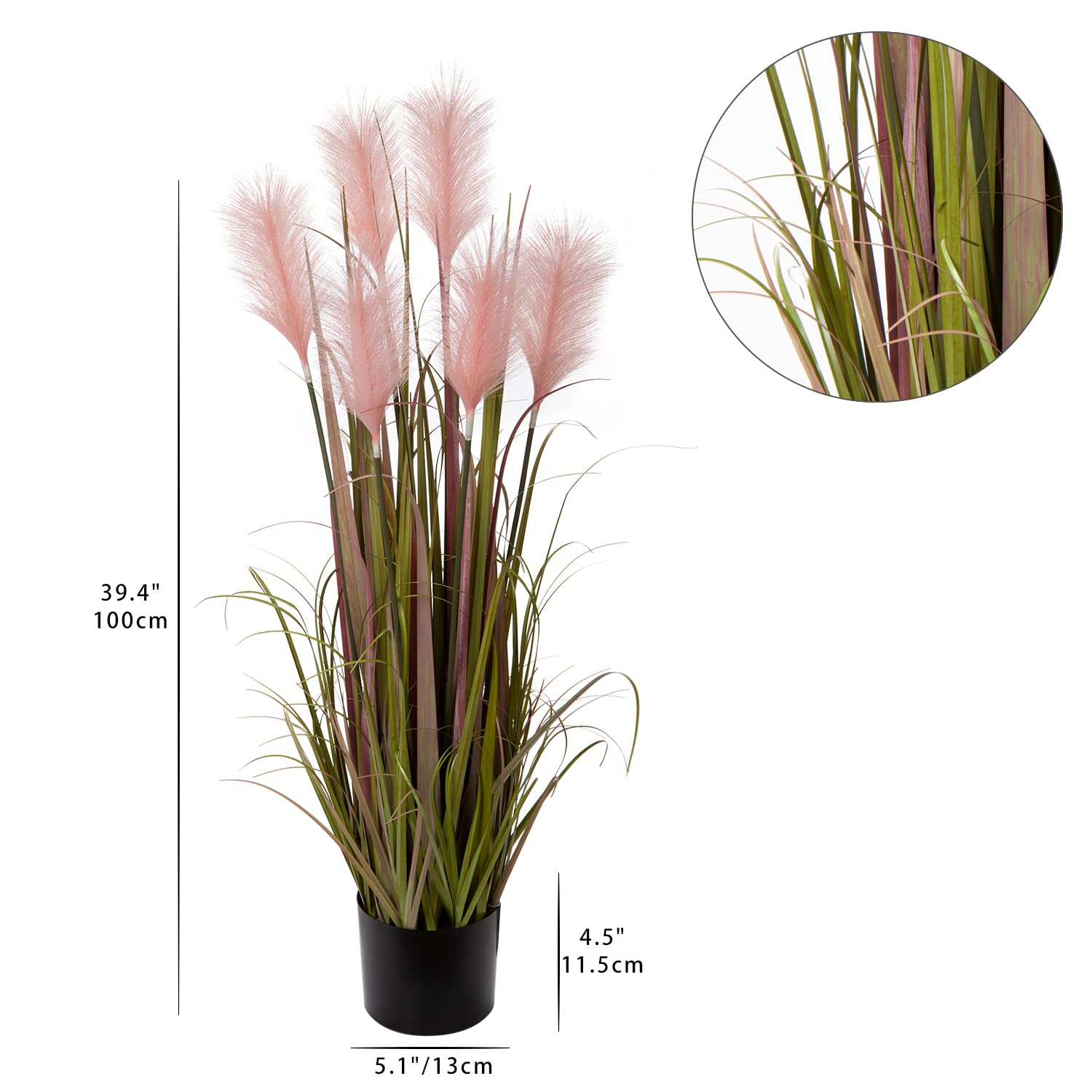 Hierba artificial de Pampas, hierba artificial alta, 100 cm, plantas artificiales grandes, plantas artificiales, hierba alta en maceta, plantas artificiales, hierba solitaria, planta decorativa