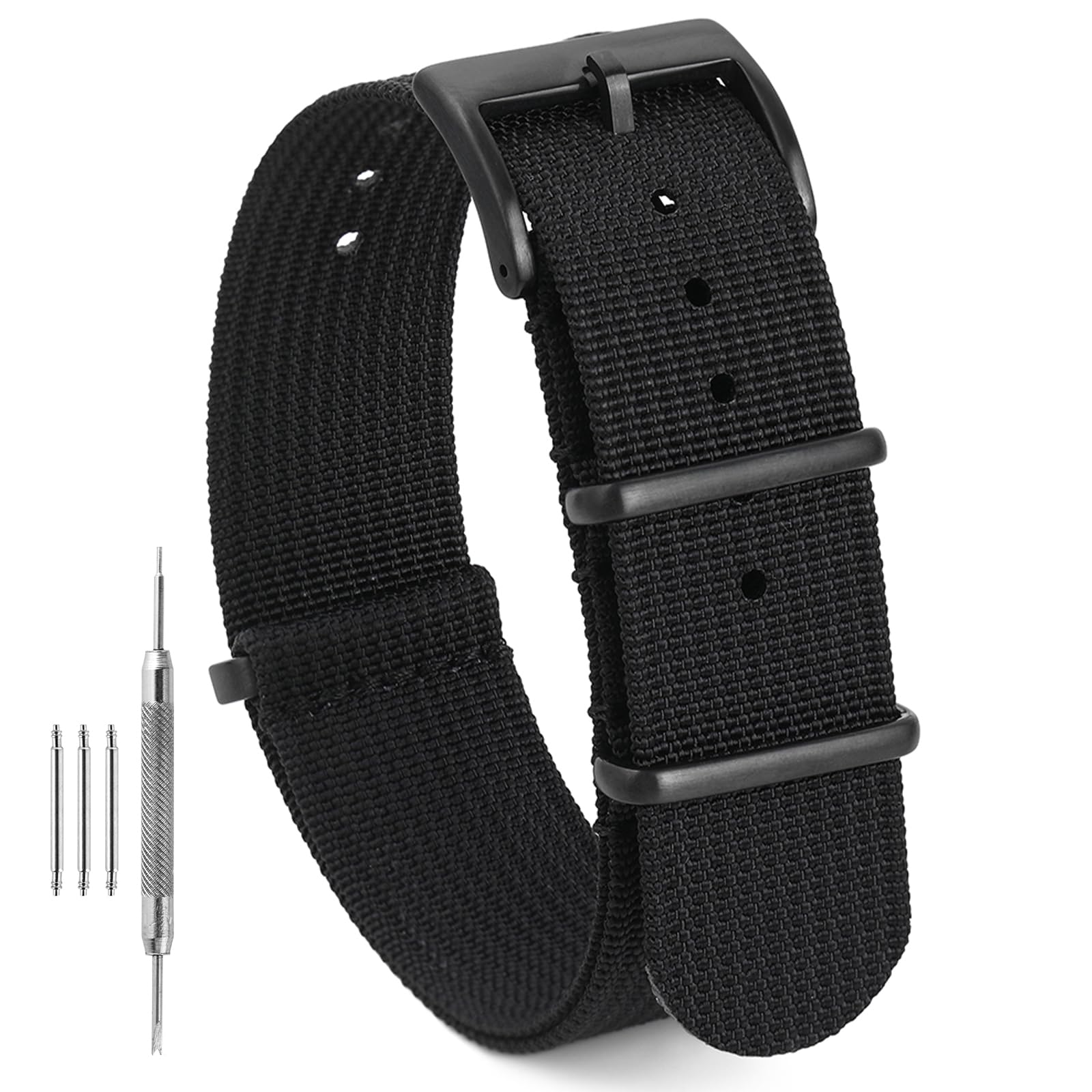 TACTICAL FROG Nylon Watch Band 18mm 19 mm 20mm 22 mm 24 mm, Waterproof Military Watch Straps Replacement for Men Women, With Stainless Steel Buckle