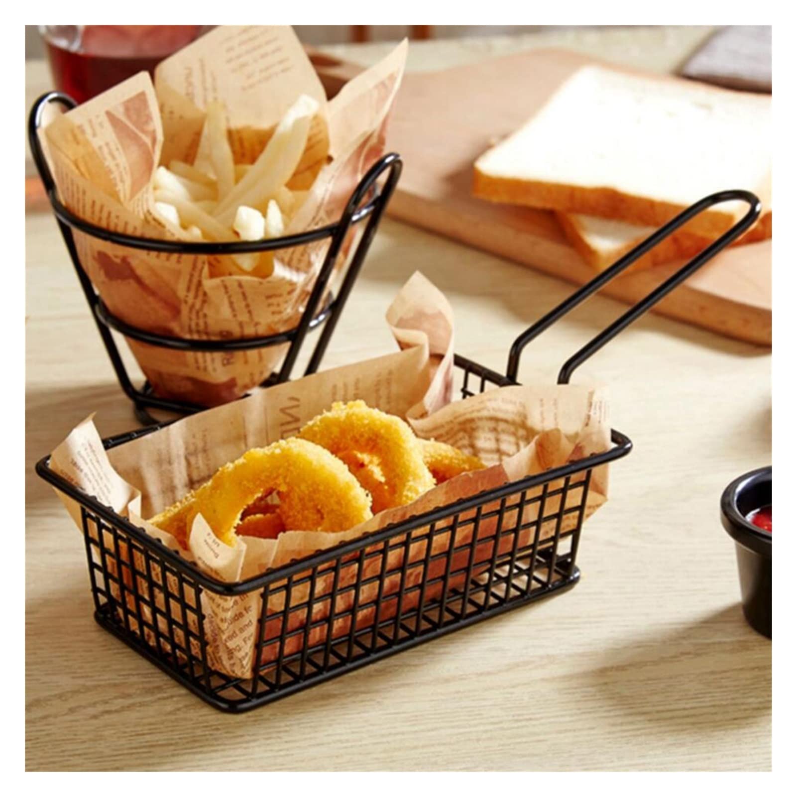 Cestello per friggere in Acciaio Inox - Scolapasta per Patatine Fritte, Patatine in Busta e Snack - Cestello a Rete Resistente e Croccante, Strumento di Cottura (Colore: C/D)