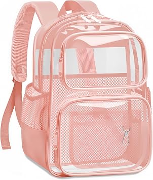 Clear Backpack for School - Large Heavy Duty Clear Bookbag for Girls, See Through PVC Transparent Backpacks
