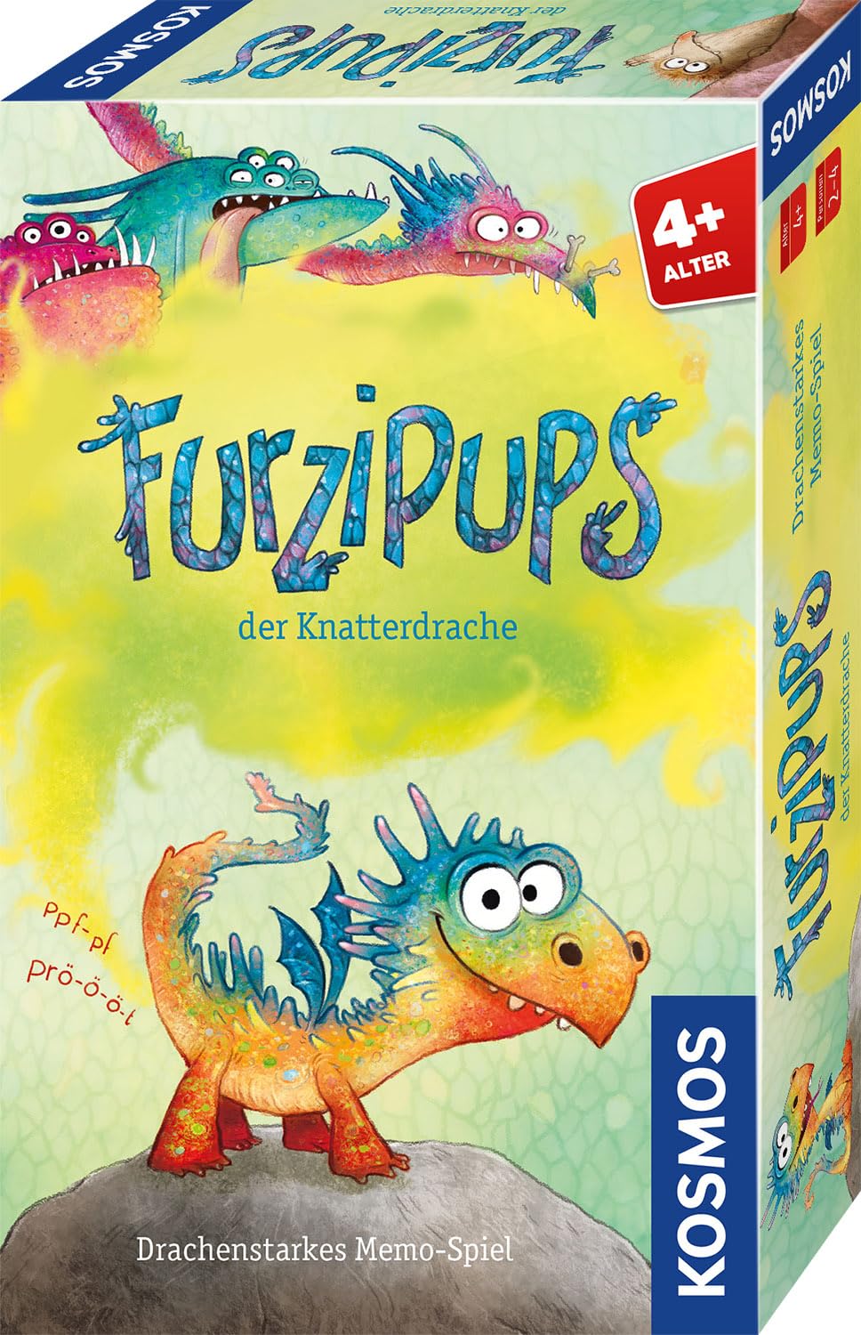 Kosmos 712730 Furzipups der Knatterdrache Spiel, Lustiges Memo-Spiel mit Furzipups, fördert spielerisch Konzentration und Merkfähigkeit, Kinderspiel für 2-4 Kinder ab 4 Jahre