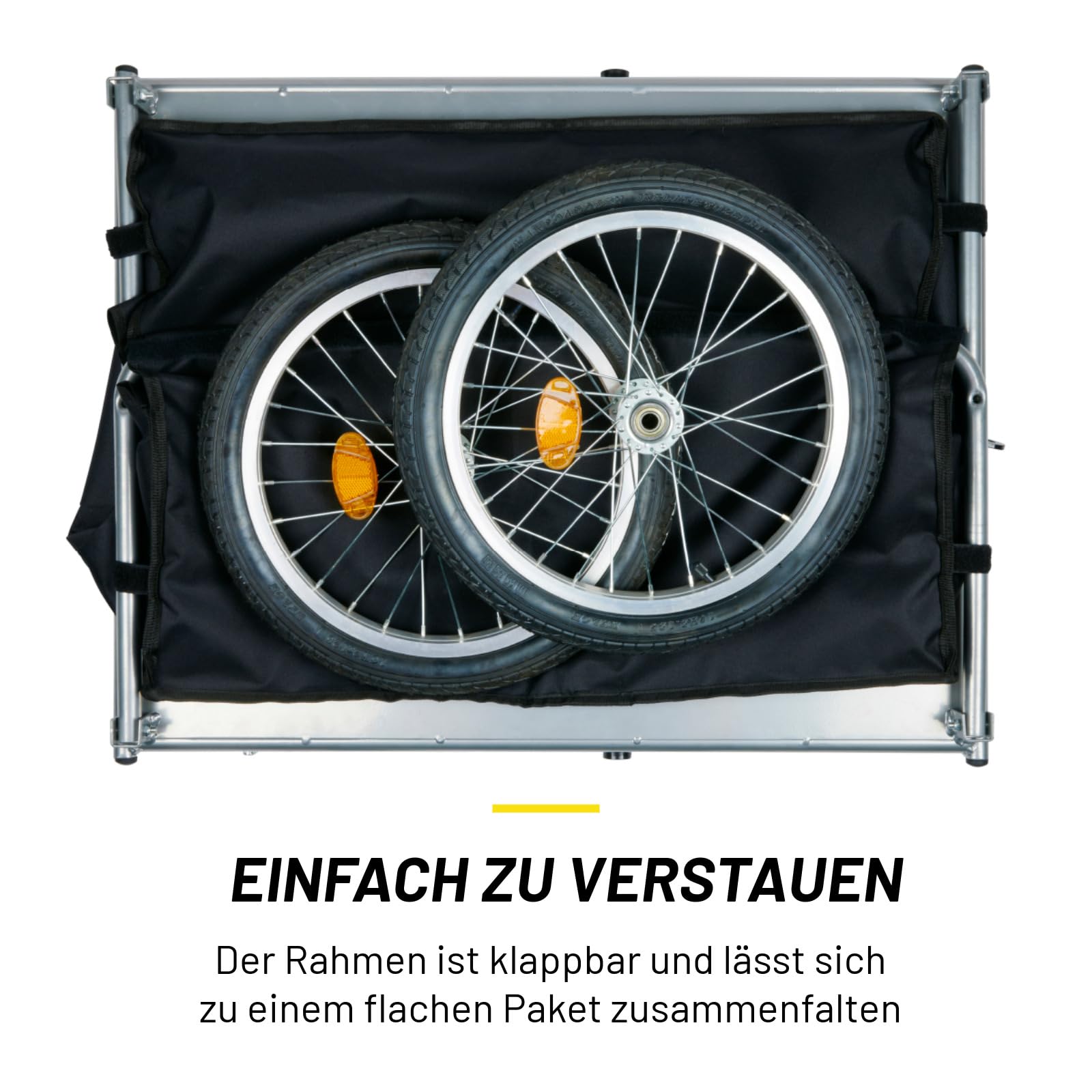 Dunlop Fahrradanhänger – Lastenanhänger mit Reflektoren und verstellbarem Regenschutz – Gelb