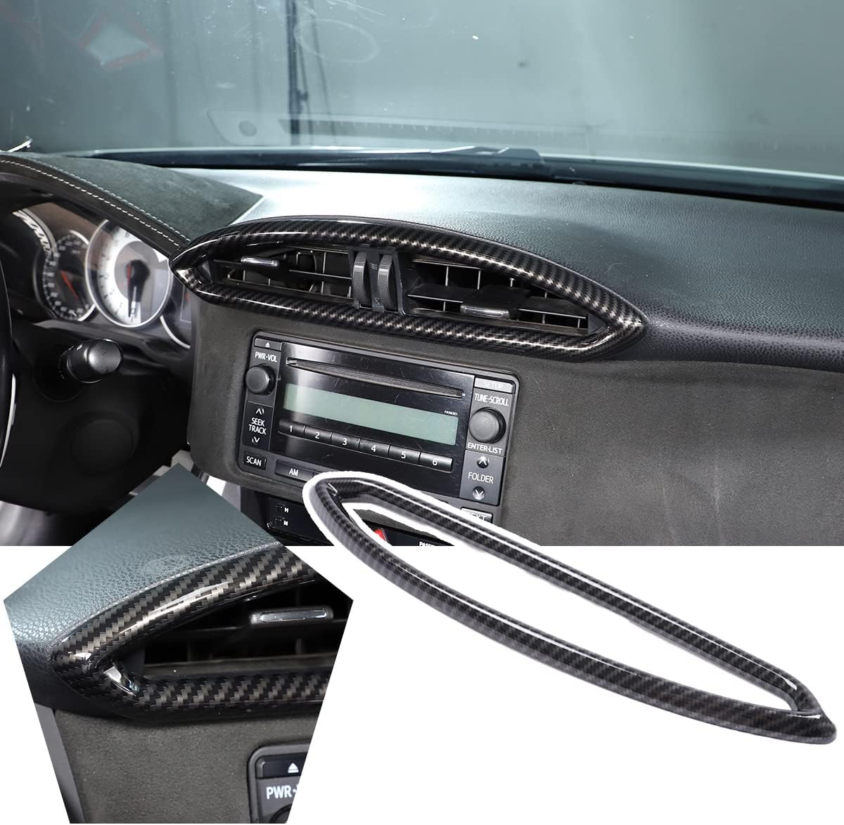 Car air Conditioning air Outlet Panel Cover Interior Sticker Decoration Accessories Compatible with Subaru BRZ/Toyot@ 86 2013-2020 (Carbon Fiber Pattern)