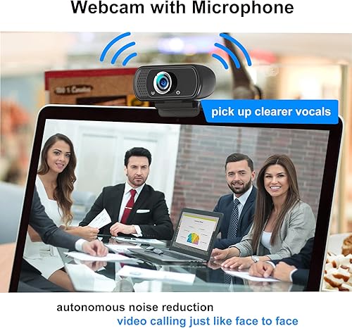 Miniatura 3 de 1080p Webcam with Microphone, USB Web Camera 110-Degree View Angle Computer Camera,Webcam Tripod/Privacy Cover included,Plug and Play Web Cam for pc
