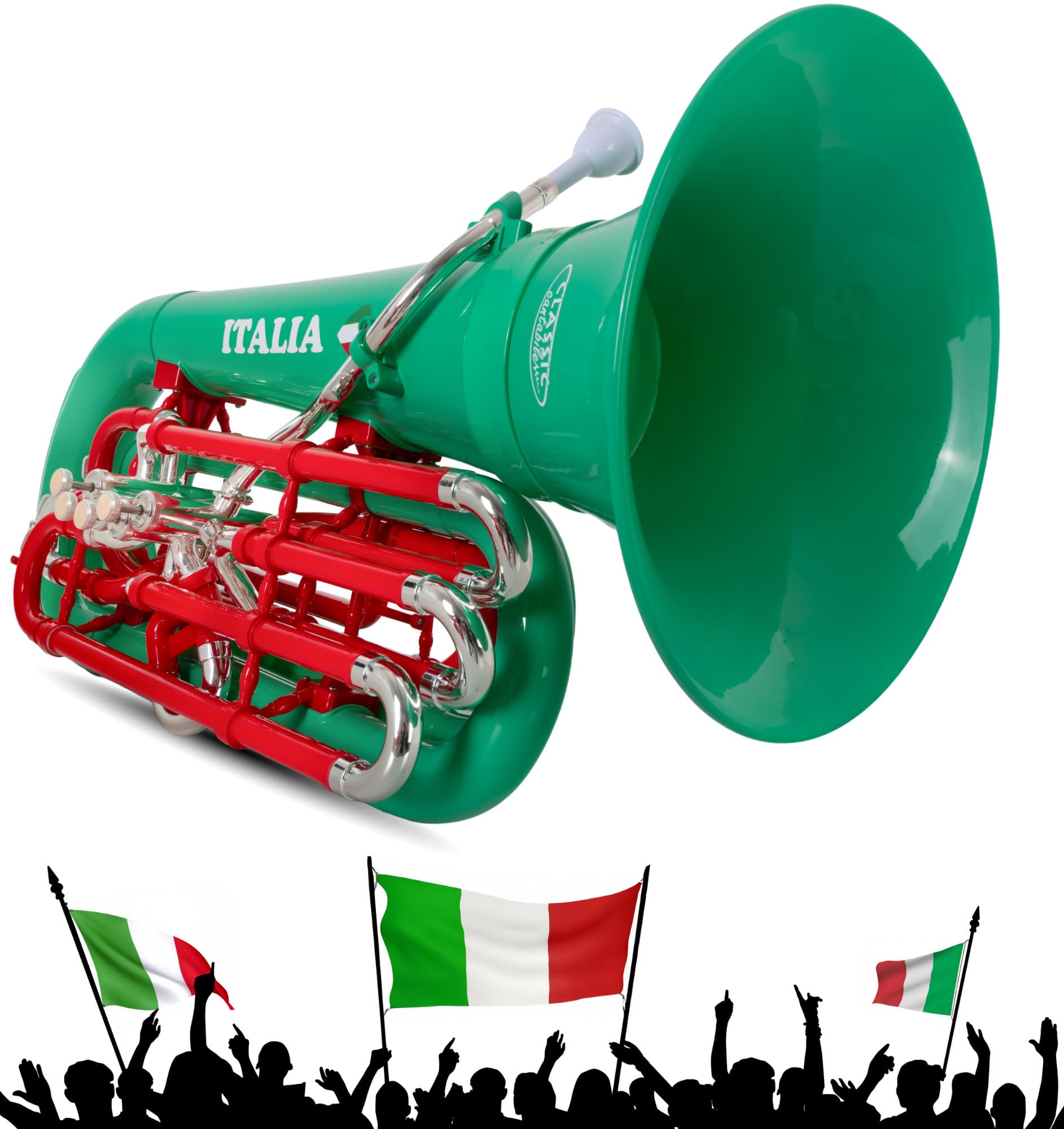 Classic Cantabile KT-30PL MardiBrass Tuba Bb en plastique ABS, léger et stable, pavillon et mécanisme en laiton. Inclus housse et embouchure. Couleur vert.