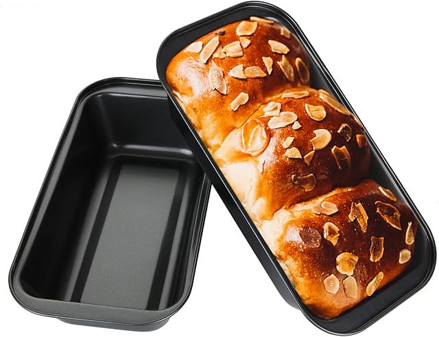 GOYADA 6PCS 2lb Bread & Loaf Tin, 10x5 Non Stick Bread Baking Tin, Carbon Steel Loaf Bread Pan for Baking Banana Bread, Cake, Loaf, Brioche, Wholemeal Bread, Sourdough Bread (Rectangular-Black)