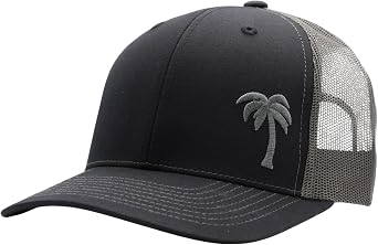 LINDO Trucker Hat [ Palm Tree Design ] for Men and Women Mid Profile Cap with Breathable Mesh Back and Adjustable Snap