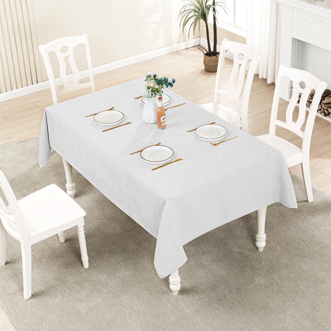 BALCONY & FALCON Rectangle Table Cloth Water Resistant Owl Gray 70"x55" image 5