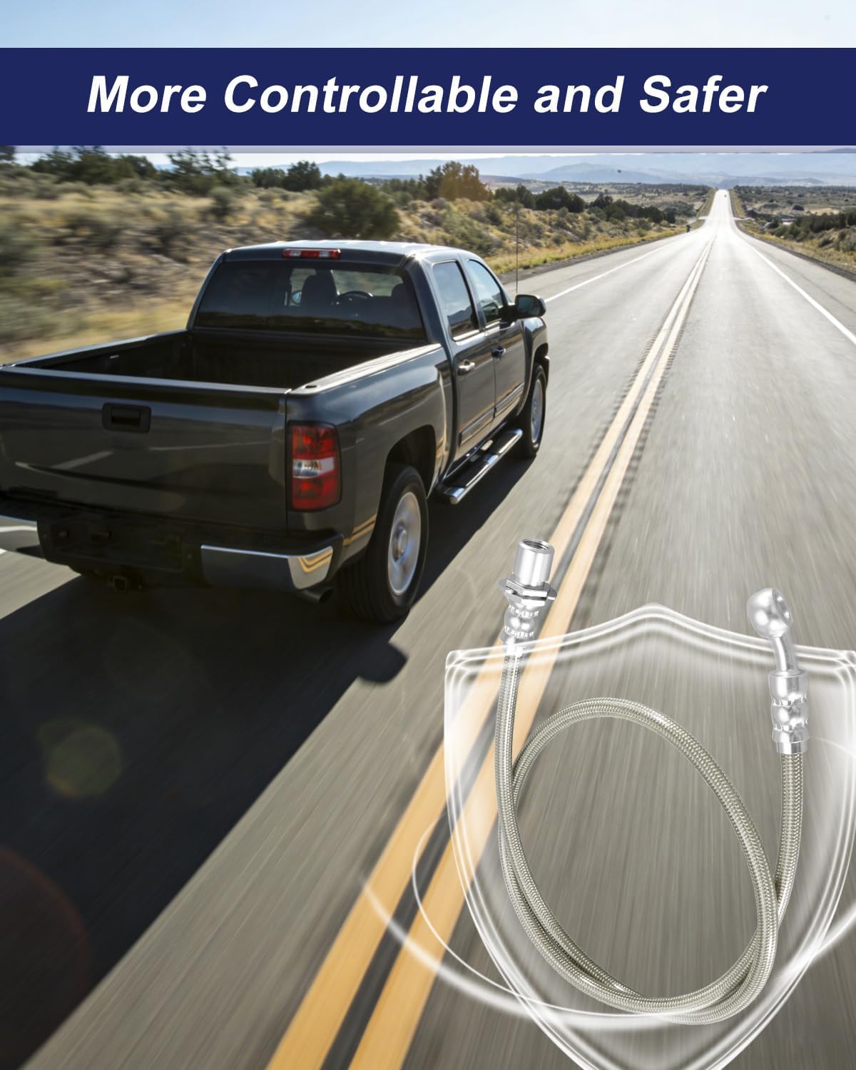 Extended Brake Lines Stainless Steel Compatible with Silverado 1500 GMC Sierra 1500 1999 2000 2001 2002 2003 2004 2005 2006 2007