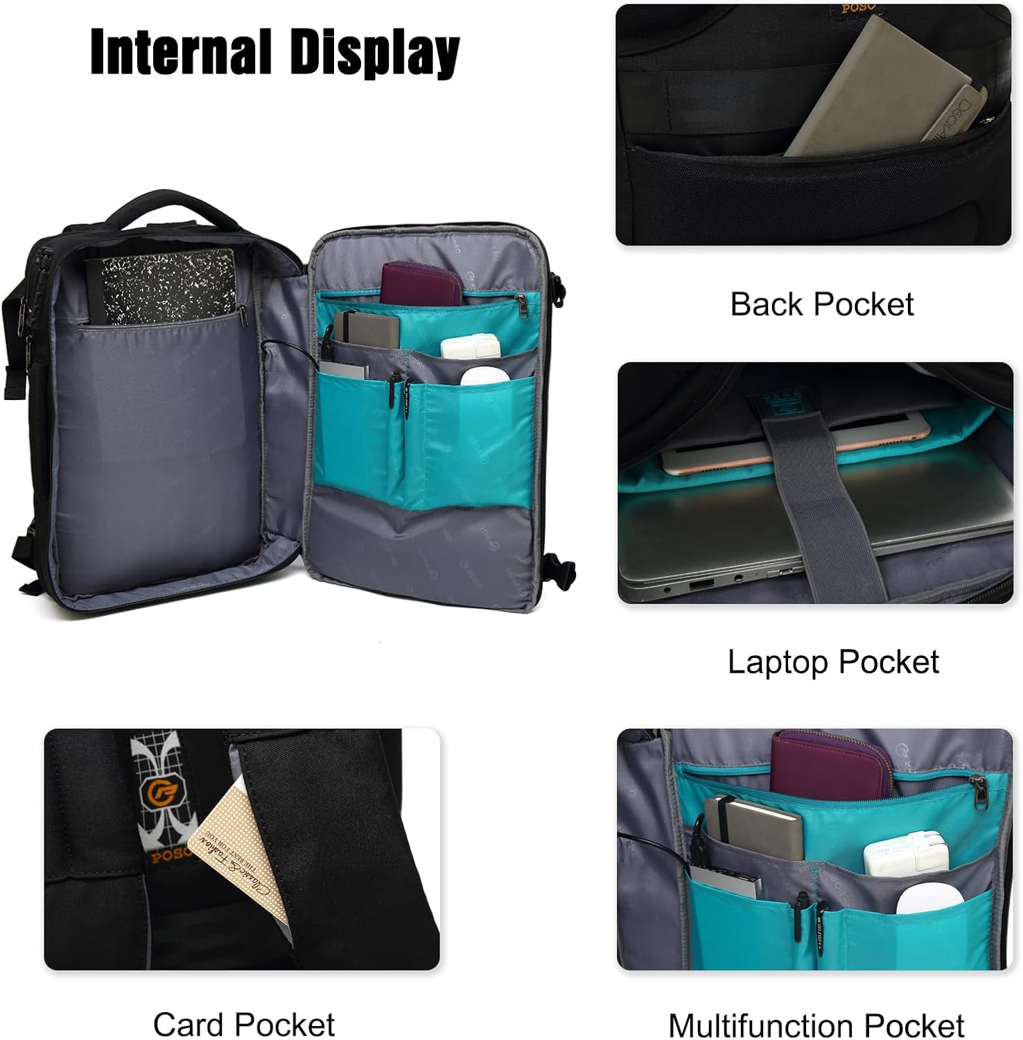 FANDARE Men's 15.6 Inch Laptop Backpack for Travel & Business & Daily Use USB Charging Port & Anti-Theft Password Lock Large Capacity & Water-Resistant Polyester Black