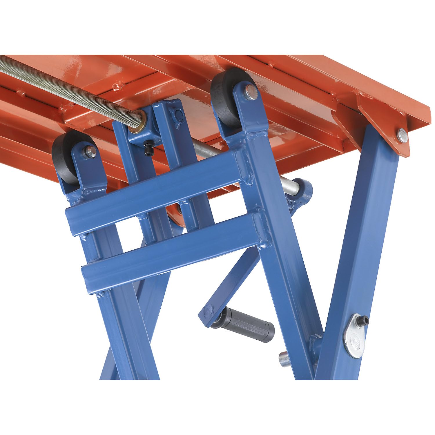 Certeo | Table élévatrice mobile à manivelle | châssis bleu sécurité | L x l plate-forme 750 x 500 mm