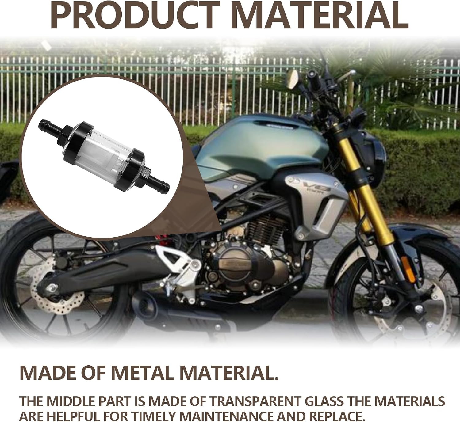 Automotive Fuel Filter, Detachable Washable Metal Glass Vehicle Inline Waterproof Fuel Filters 1.1" x 3.46" x 0.31" Universal Accessories for Truck Motorcycle SUV Car
