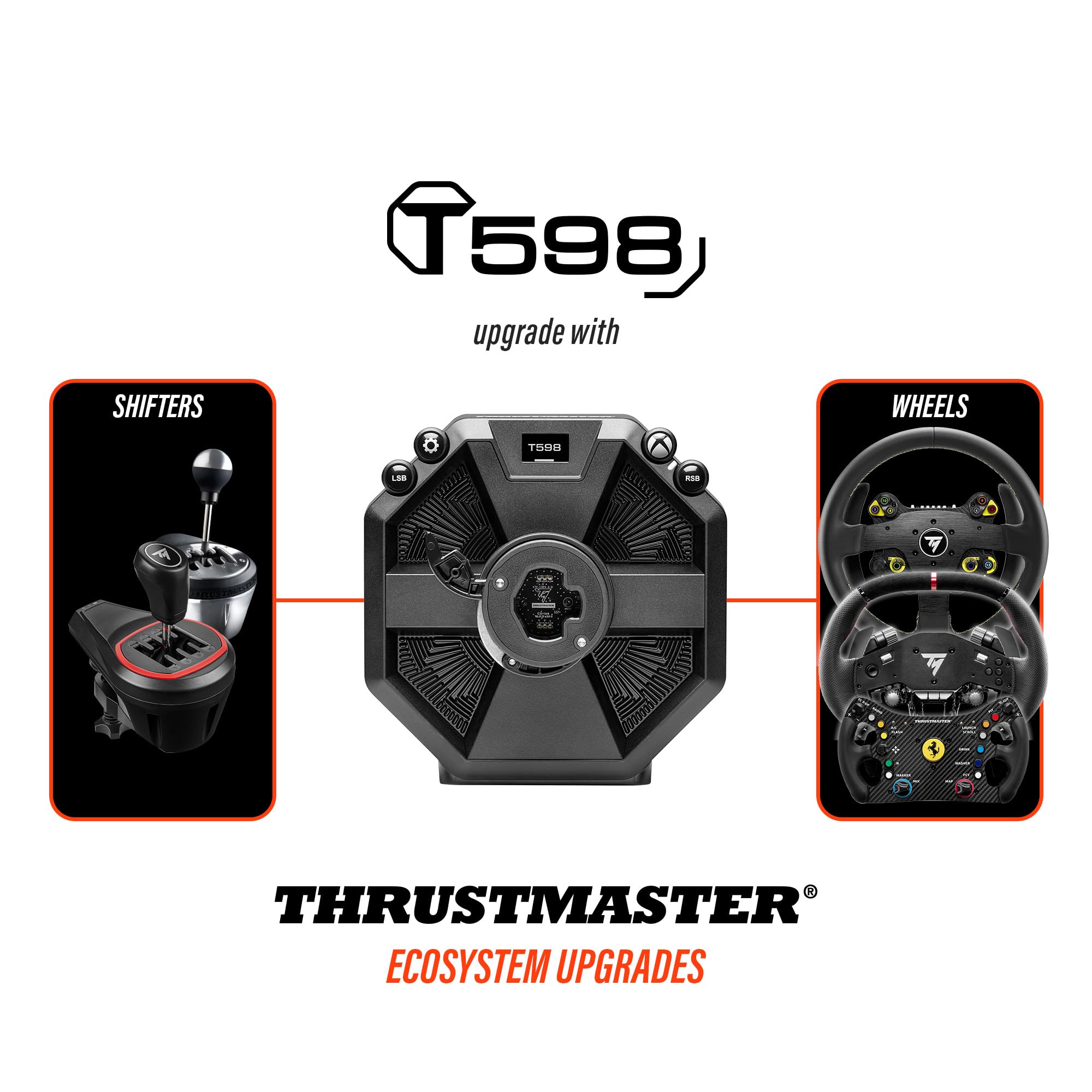 Thrustmaster T598 – Volant de Course Direct Axial Drive pour Xbox Series X|S, Xbox One et PC – Retour de Force Nouvelle Génération – Précision Absolue – Pédalier Raceline Inclus – Noir