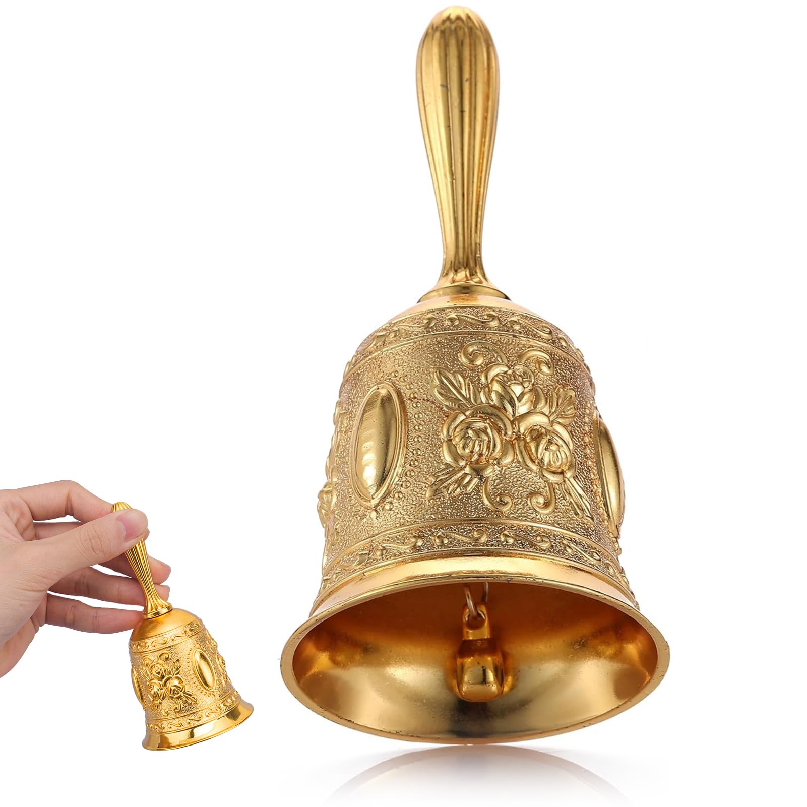 Hand Bell, Solid Brass Hand Call Bell, Versatile for Bedside, Weddings, Seniors, Teachers, Dinner and Tibetan
