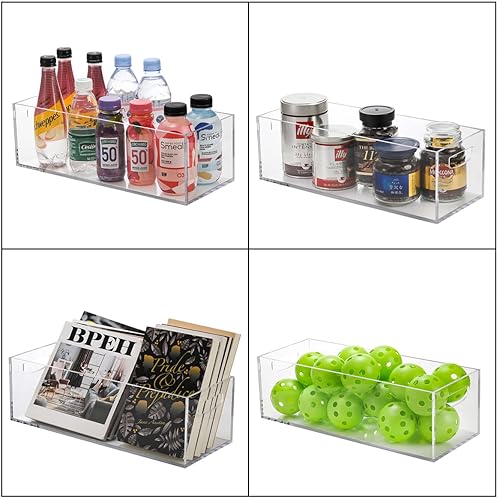 Miniatura 5 de Frcctre Paquete de 2 cajas de almacenamiento acrílicas para DVD/CD, estuche transparente para DVD con asas, contenedor de almacenamiento apilable