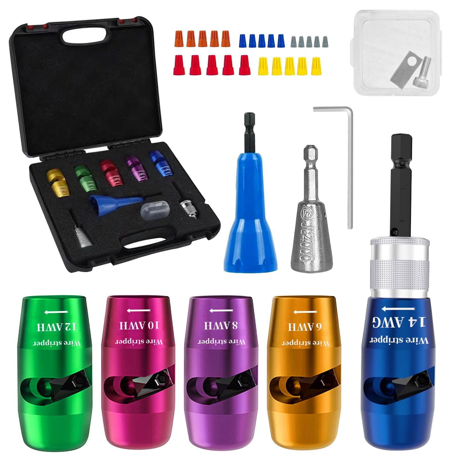 Wire Stripper for Drill, 6/8/10/12/14 AWG Wire Twister Tool for Drill, 2024 Upgrade Drill Wire Stripper and Twister Kit, Electric Wire Stripper Tool,