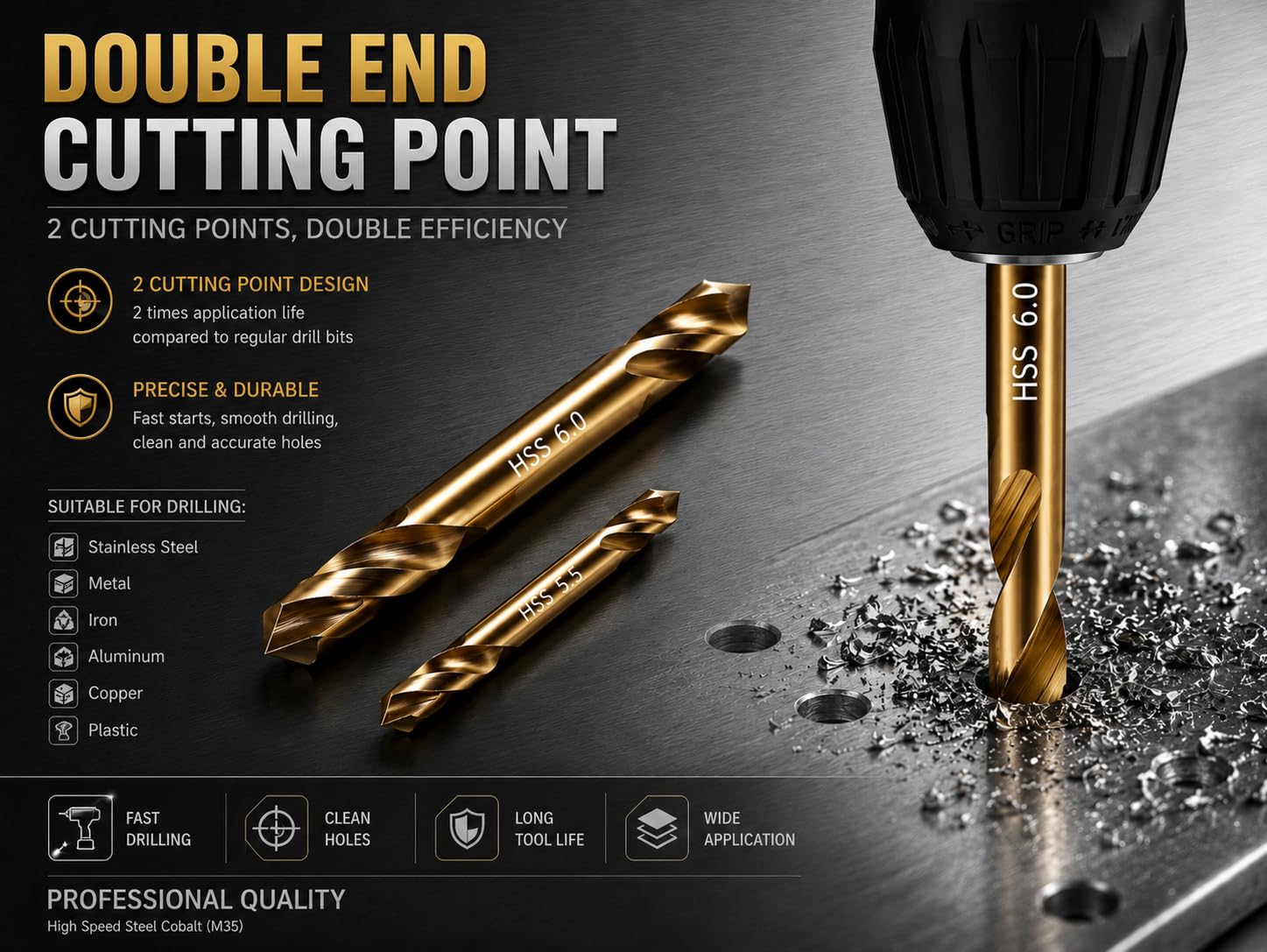 Cobalt Drill Bits - 1/8" Double End -9 Cobalt Drill Bits - 1/8" Double End -9