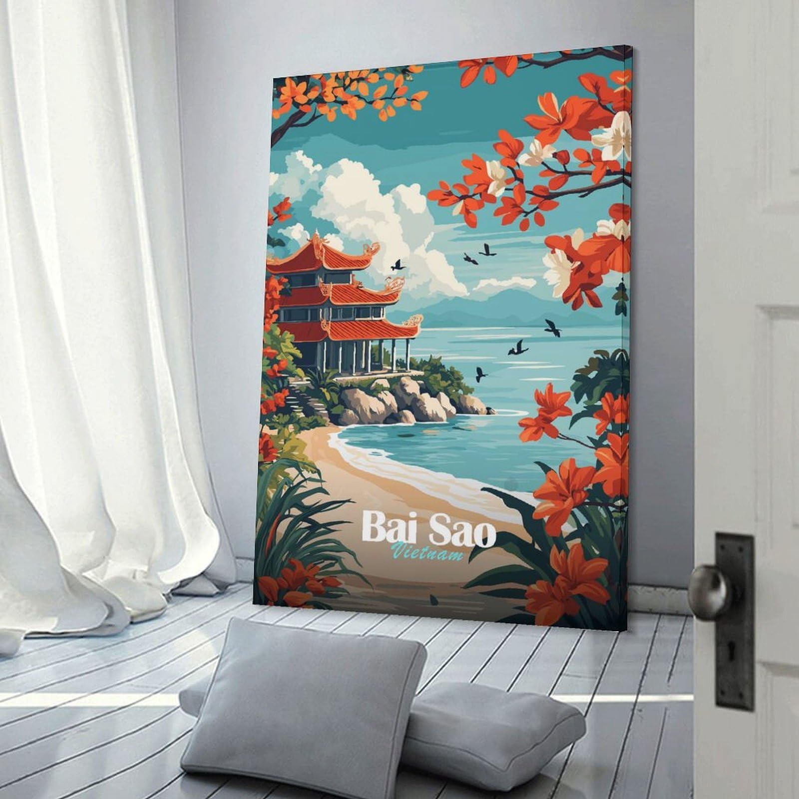 Junmoney Bai Sao Vietnam Travel Canvas Wall Decor, 24x36inch(60x90cm), for Lounge Decor, Bedroom Walls Or Flats, Eye Catching Artwork for Blank Walls