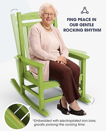 Vista 64 de Kingyes Mecedoras de polietileno de alta densidad para exteriores, sillas mecedoras para patio, deck, soportan hasta 330 libras, azul Azul marino