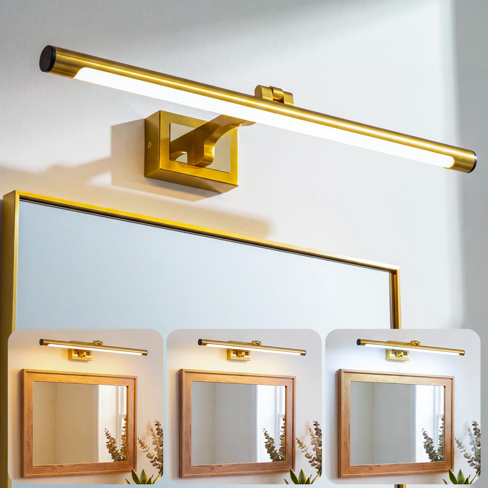 Lampara LED de Espejo Baño, 3 Temperaturas de Color 12W Luz Espejo Baño Moderno, IP44 Espelho Resistente al Agua para baño 540LM, 60CM