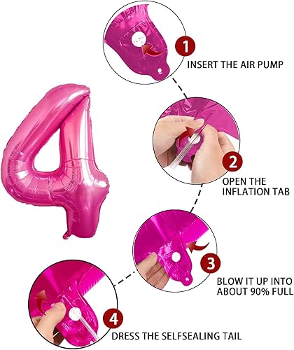Miniatura 3 de Globo de 4 números rosa de 40 pulgadas, globos grandes de Mylar para niños de 4 años de edad, decoración de fiesta de cumpleaños, boda, aniversario,