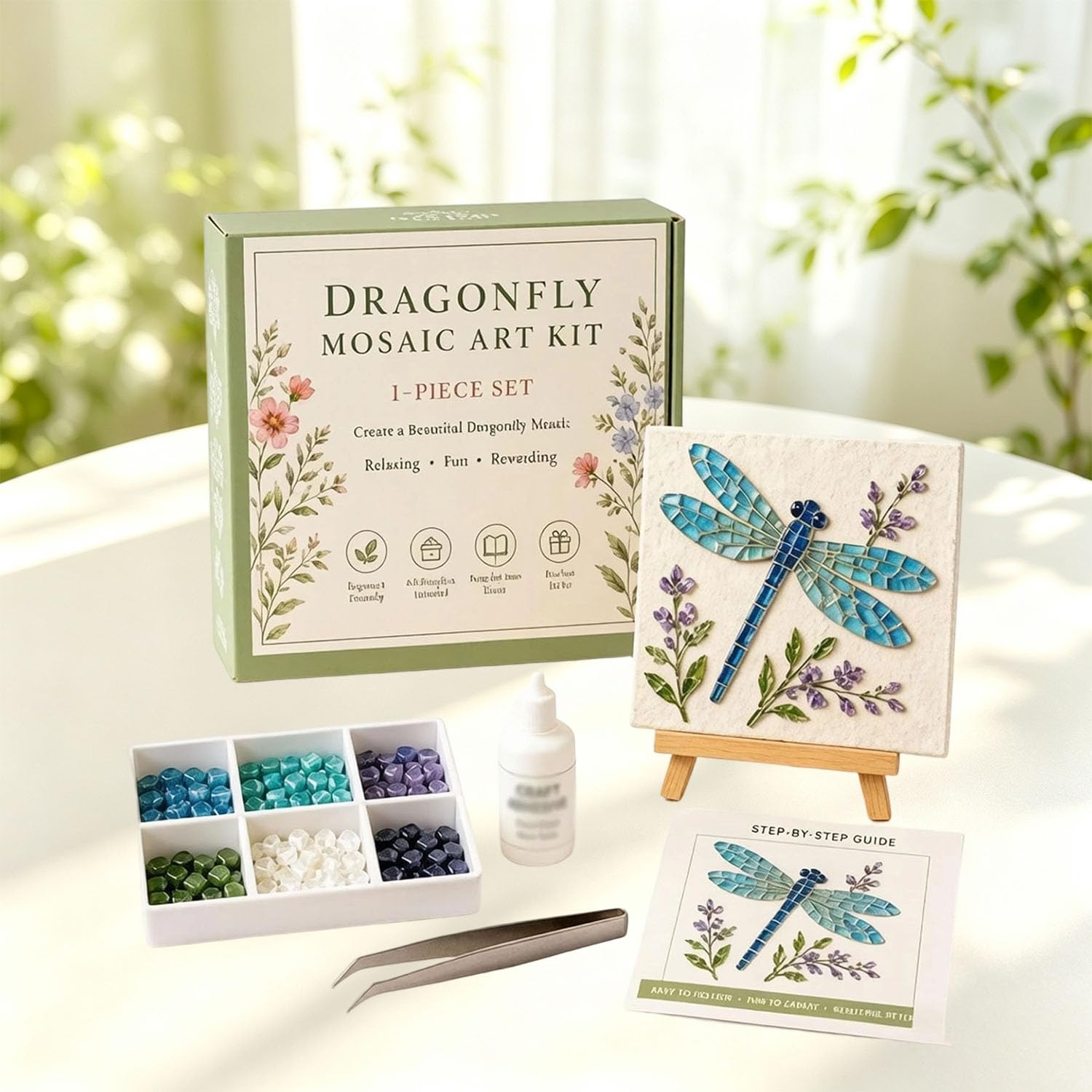 Watering Can Mosaic Art Kit, Insect & Flower DIY Mosaic Craft Kits for Adults Kids Beginner, Creative Relaxing Handmade Home Decor Gift (#6)