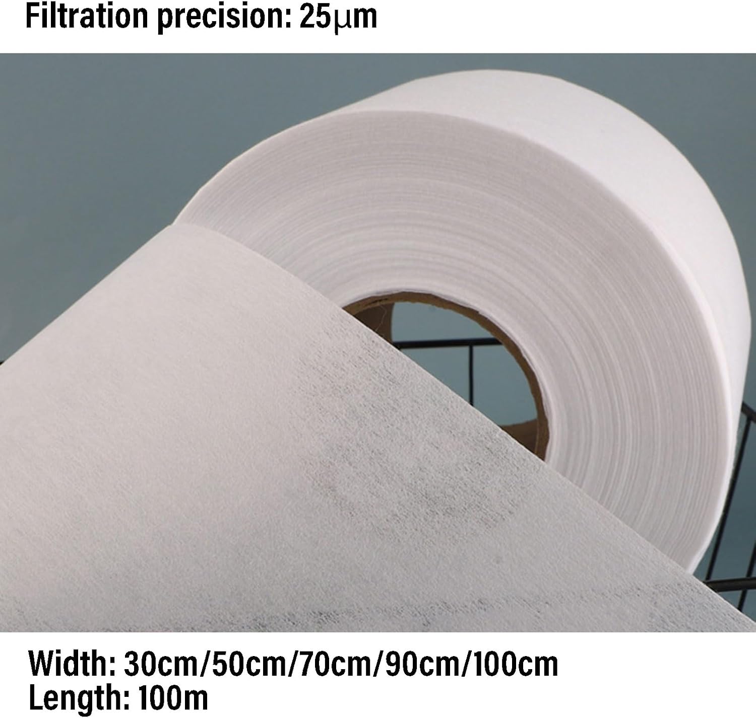Cutting Fluid Filter Rolling Oil Filtration Sewage Filter Paper Coolant Filter Paper, Filtration Precision: 25μm, for Filtering Any Industrial Oil(Size:100cm×100m（3.28×328 ft）)