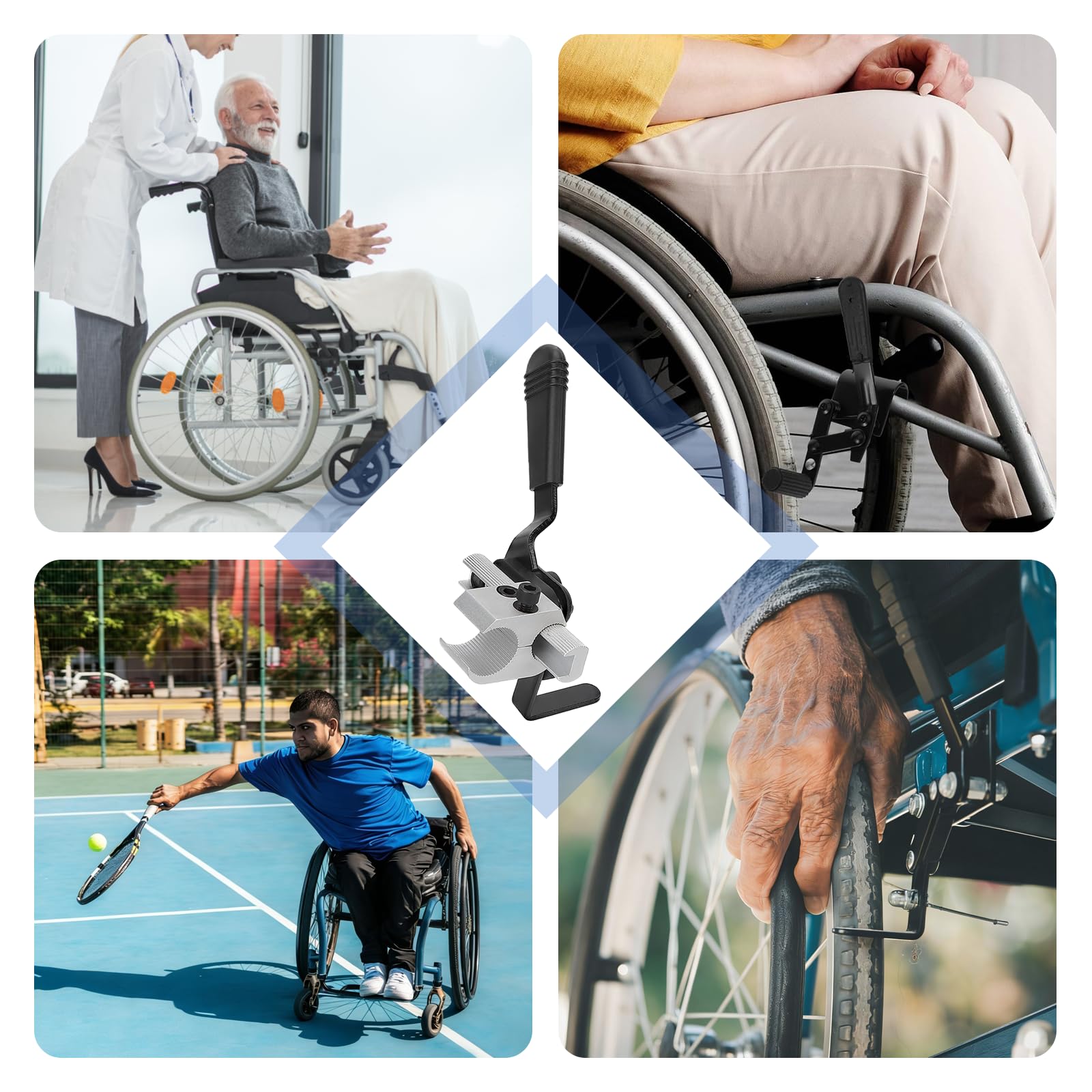 Reemplazo manual de freno de silla de ruedas para montaje lateral de tubo de 22mm, piezas de bloqueo resistentes para la mayoría de sillas de ruedas, 1 par (22mm)
